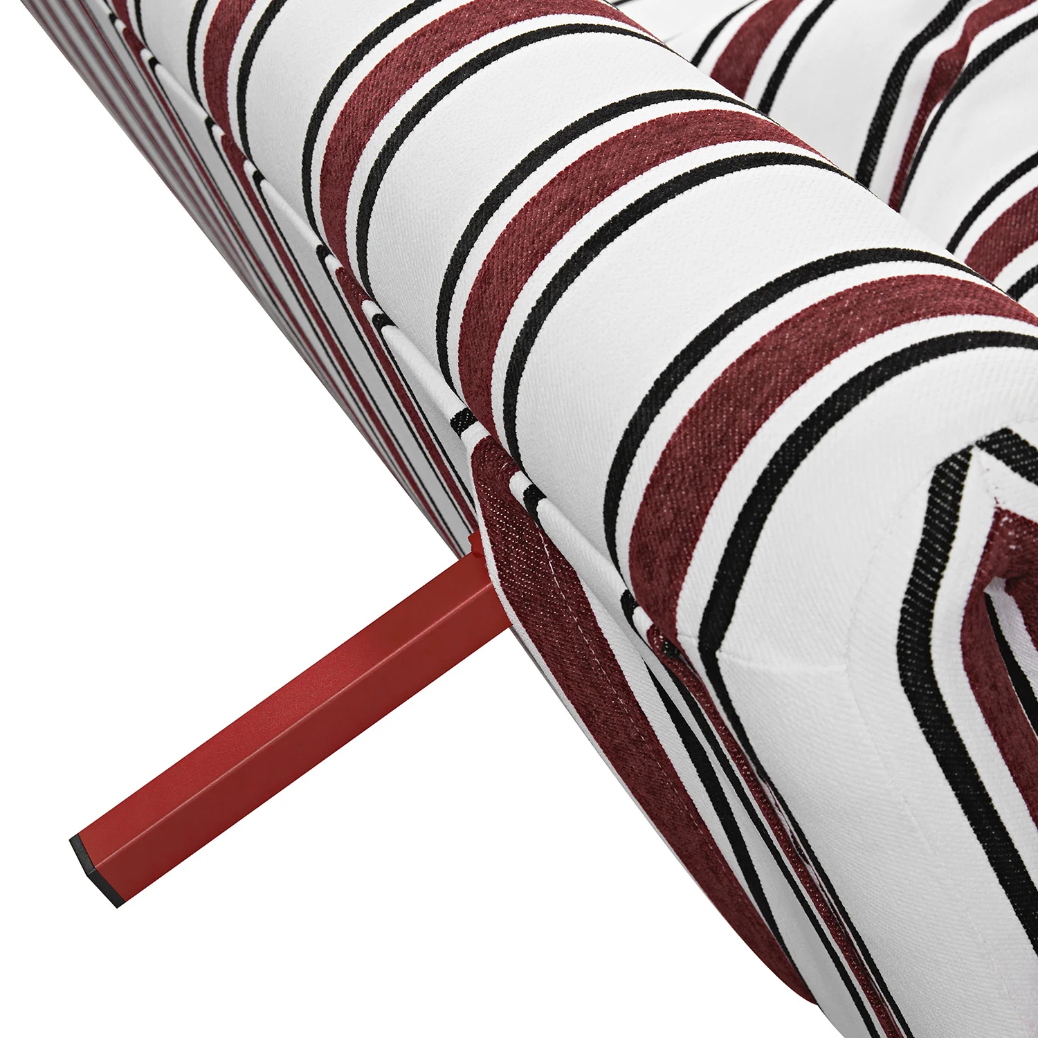 Linea Three Seater Sofa Bed, Maroon Red Striped Chenille - Image 23