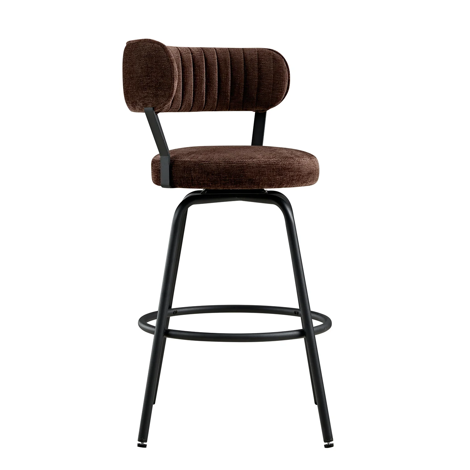 Lotte Set of 2 Swivel Counter Stools, Dark Mocha Chenille - Image 11