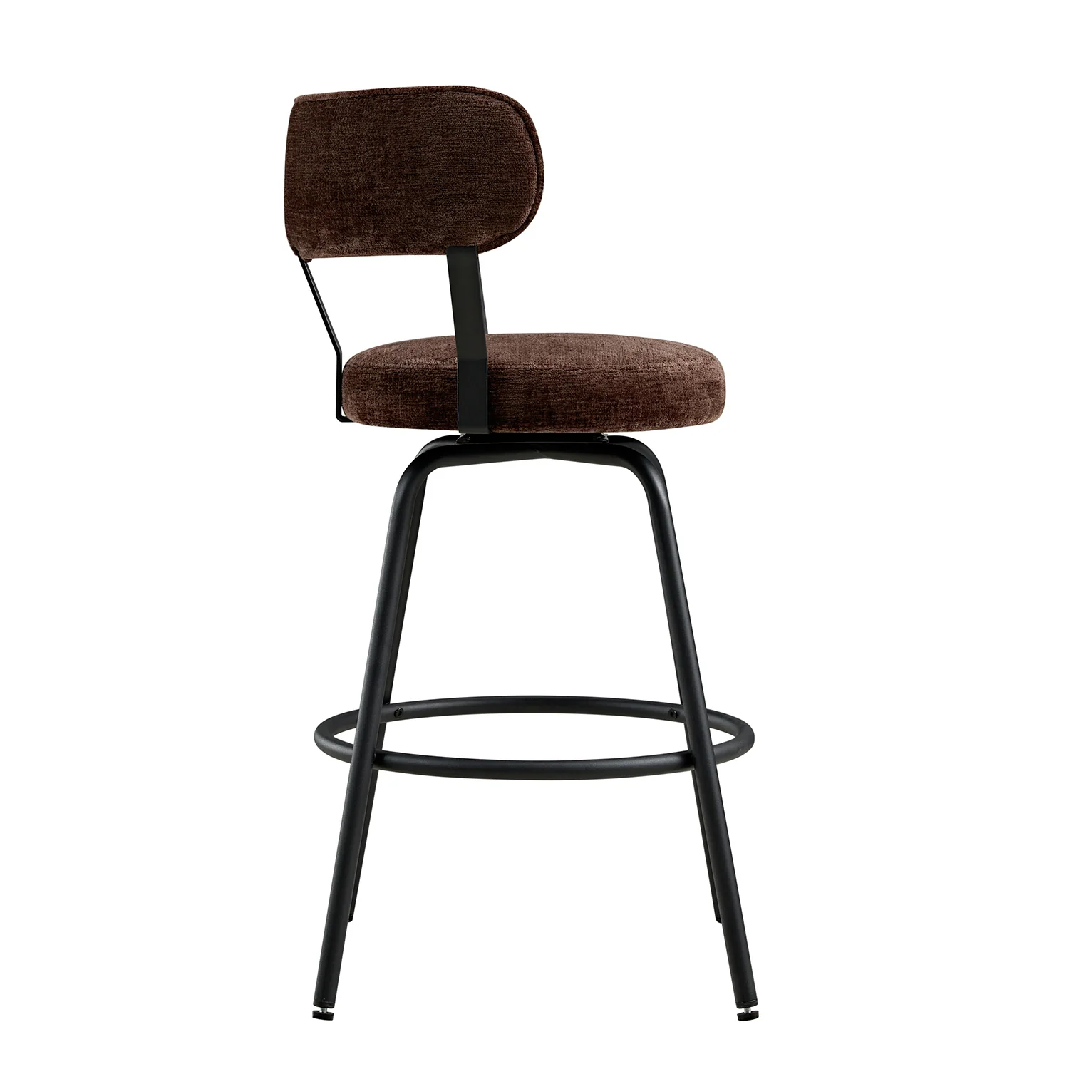 Lotte Set of 2 Swivel Counter Stools, Dark Mocha Chenille - Image 12