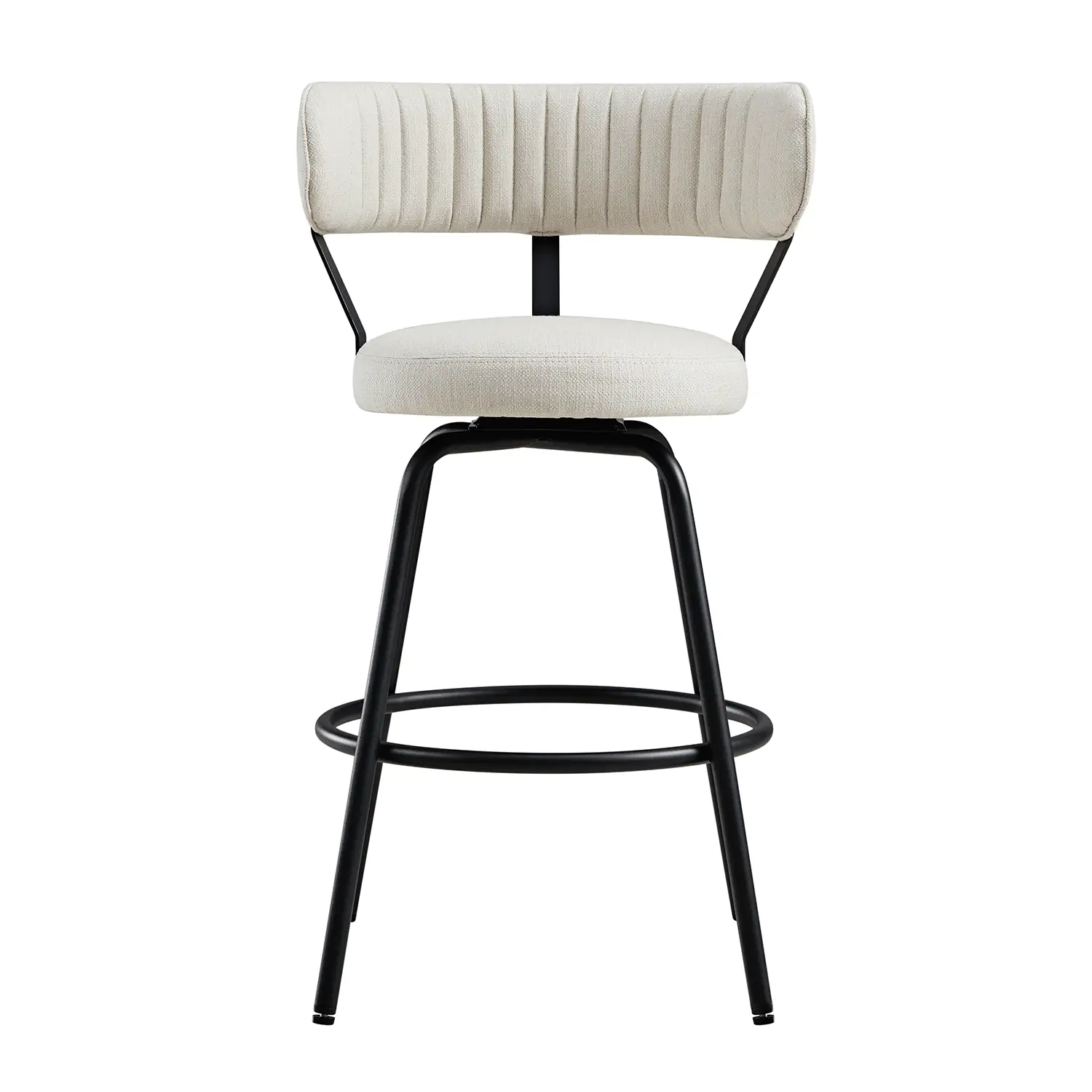 Lotte Set of 2 Swivel Counter Stools, Ivory Weave - Image 2