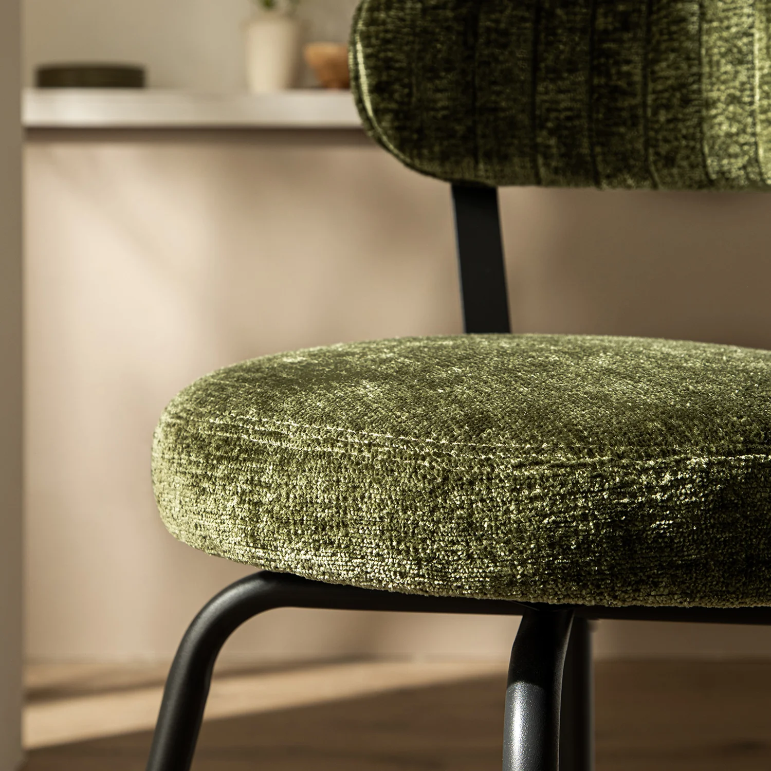 Lotte Set of 2 Swivel Counter Stools, Moss Green Chenille - Image 7