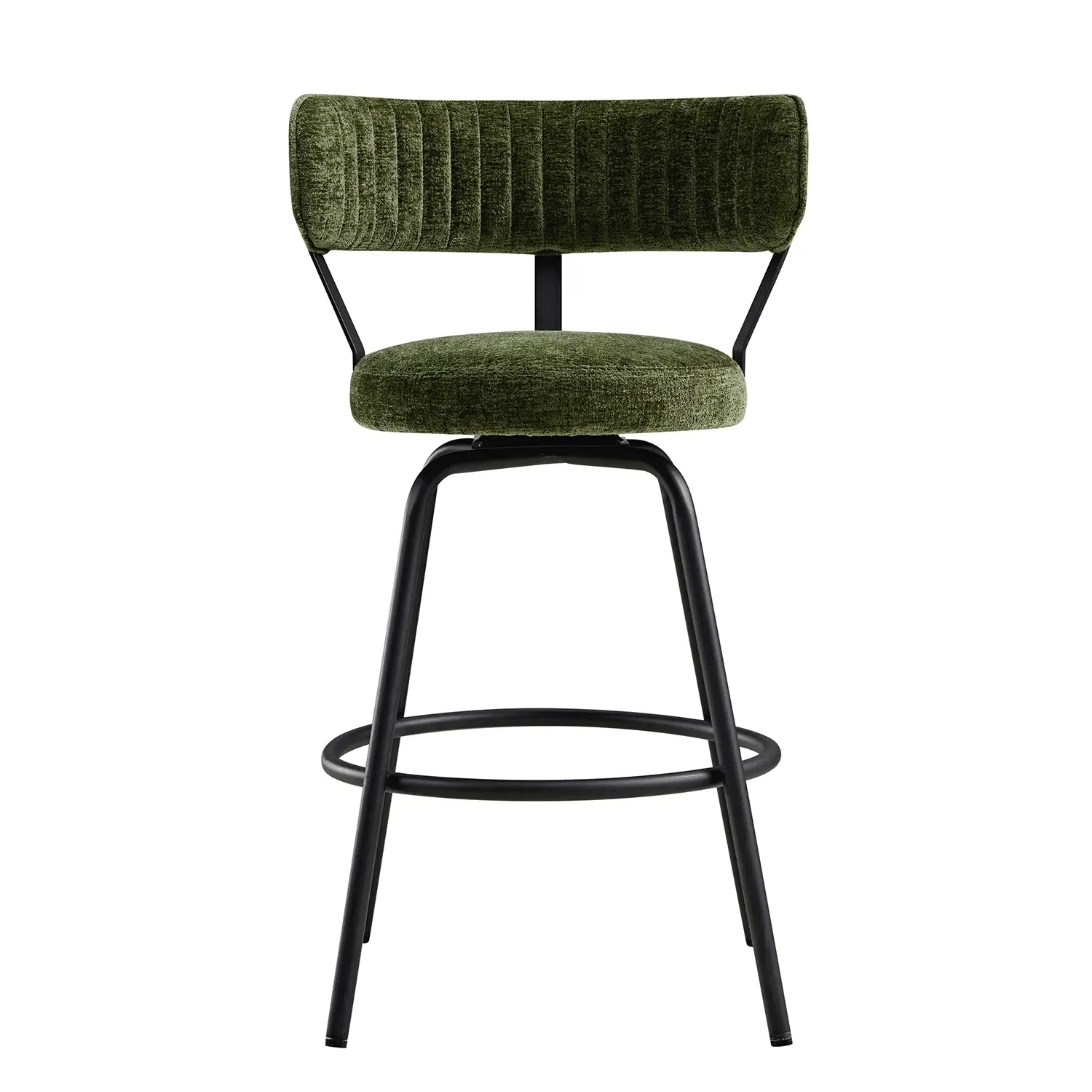 Lotte Set of 2 Swivel Counter Stools, Moss Green Chenille - Image 9