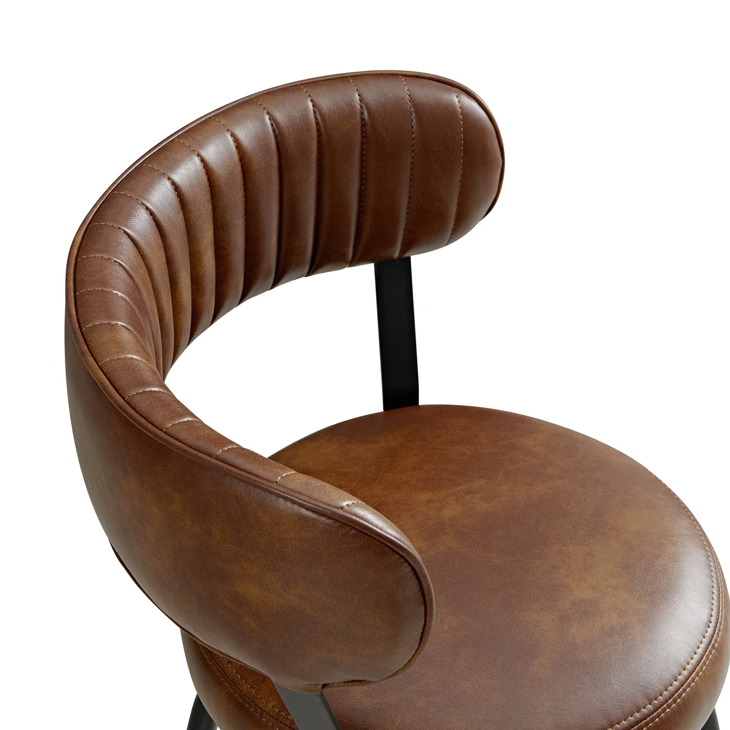 Lotte Set of 2 Swivel Counter Stools, Tan Faux Leather - Image 7