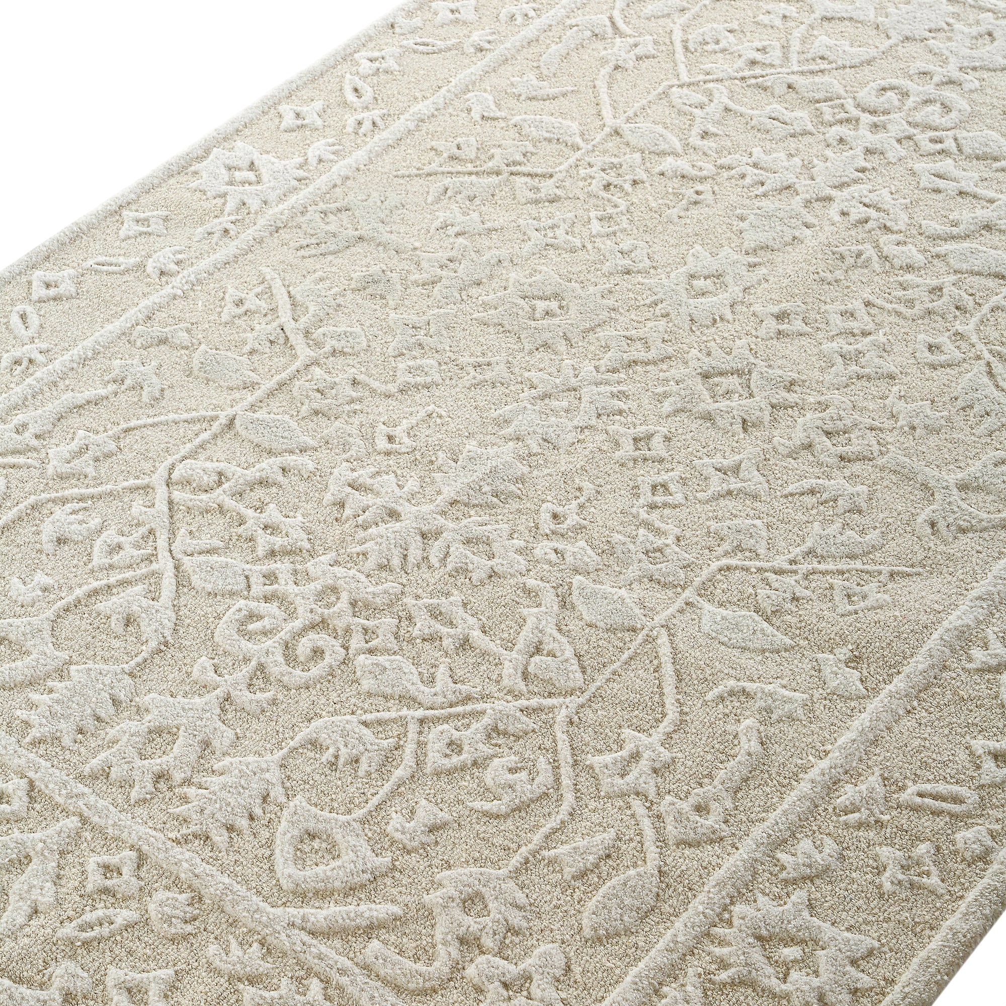 Lourdes Hand Tufted and Textured Cream Wool Rug - Image 5