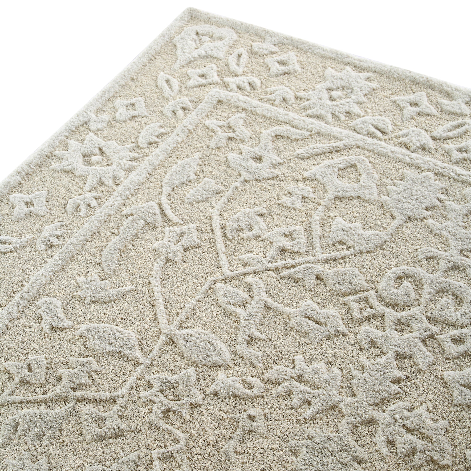 Lourdes Hand Tufted and Textured Cream Wool Rug - Image 6