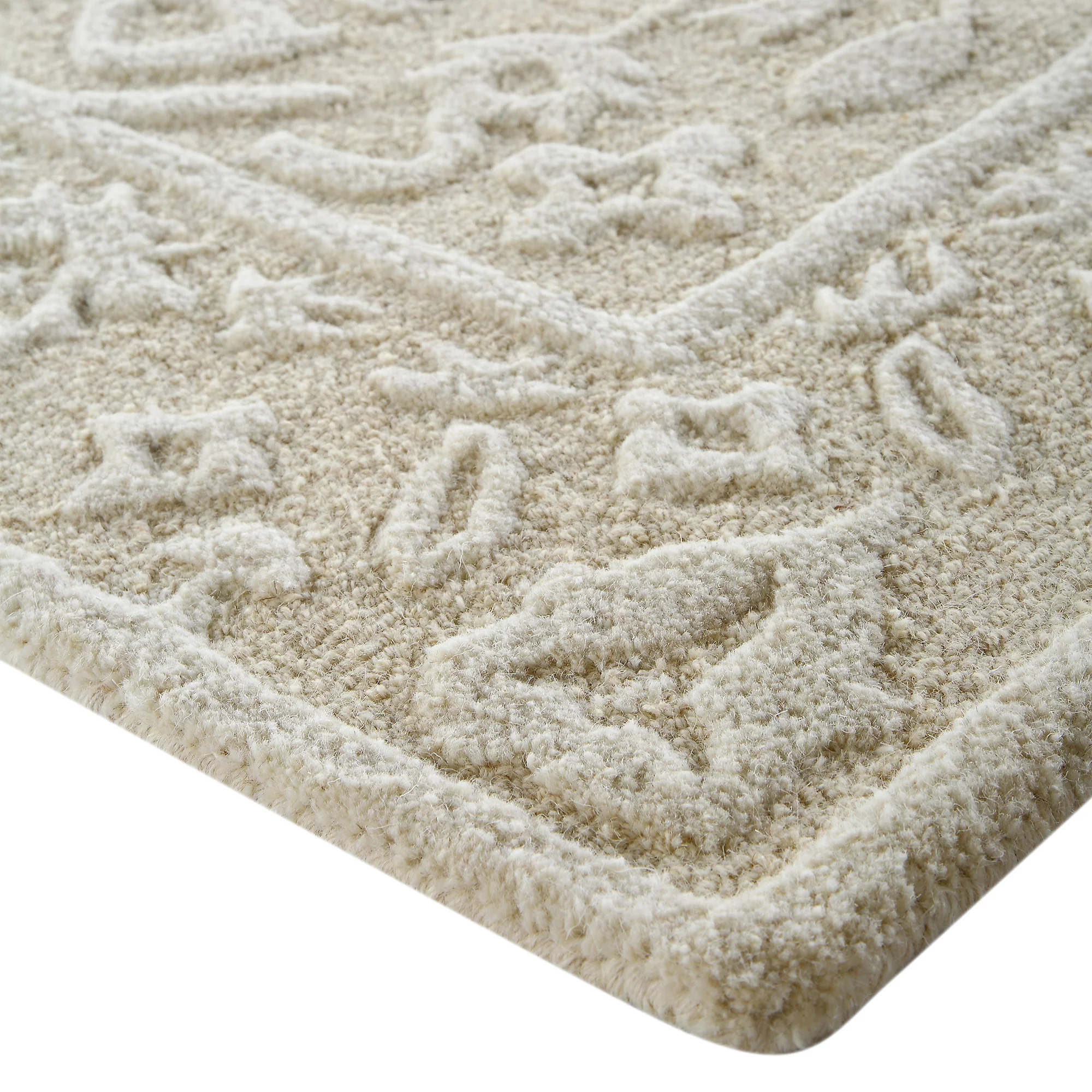 Lourdes Hand Tufted and Textured Cream Wool Rug - Image 7