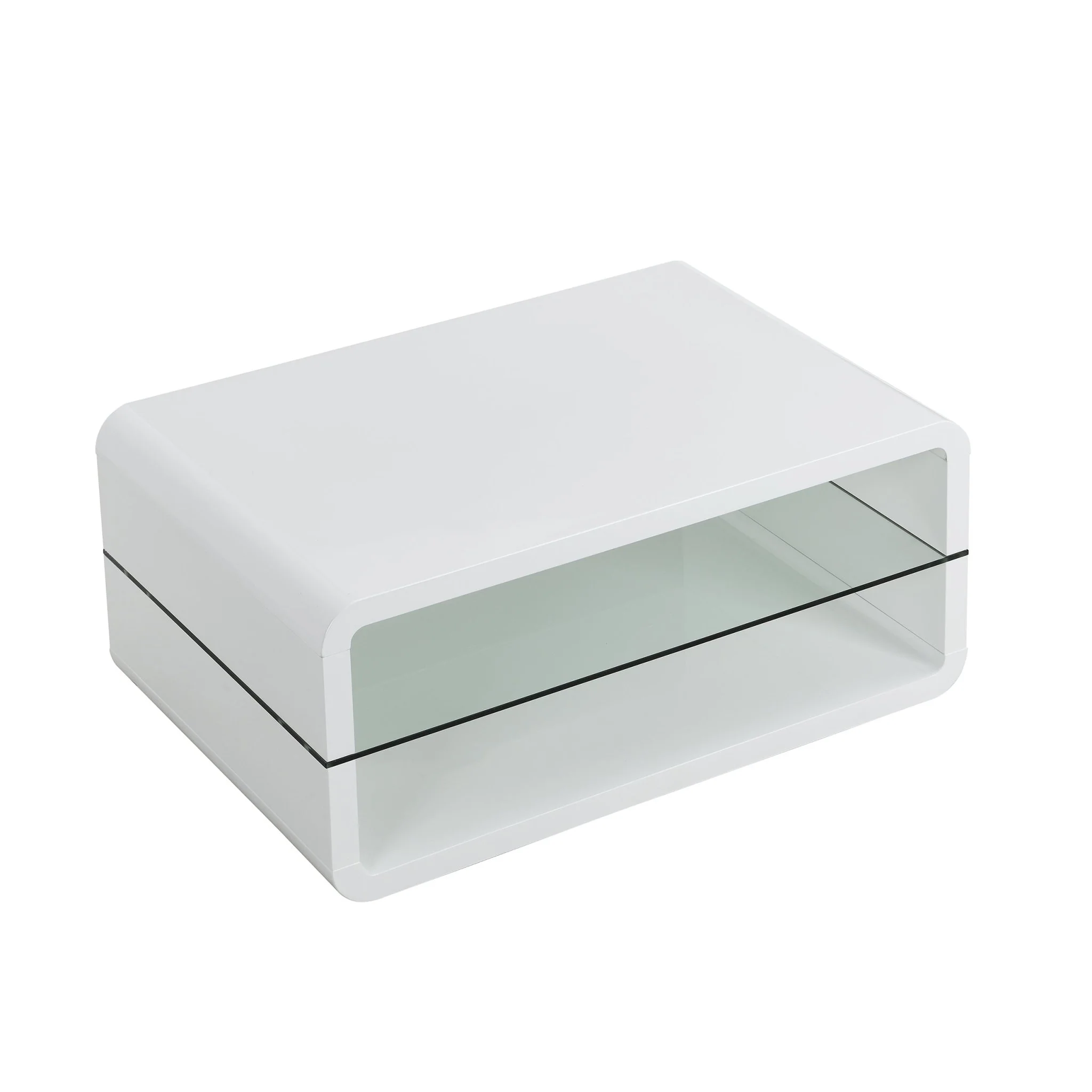 Lucent White High Gloss and Glass Shelf Coffee Table - Image 6