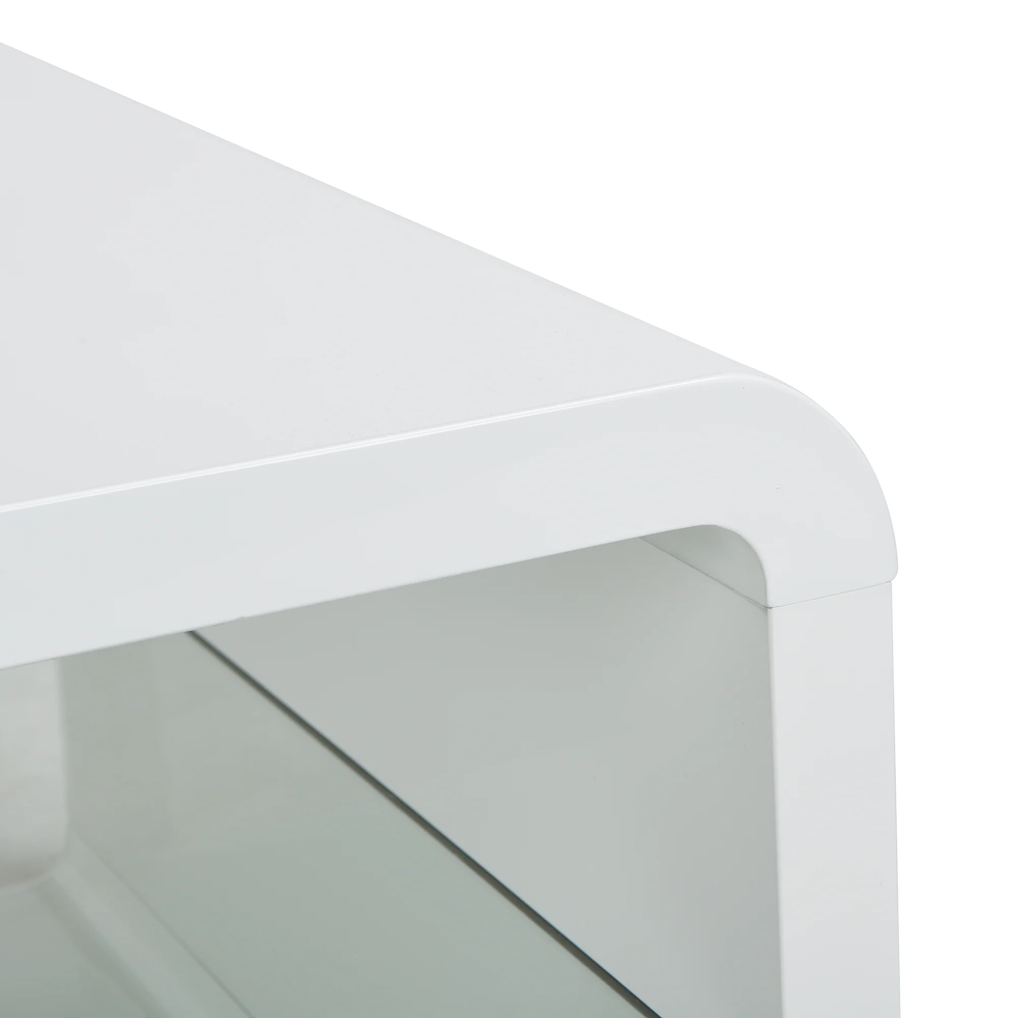 Lucent White High Gloss and Glass Shelf Coffee Table - Image 7