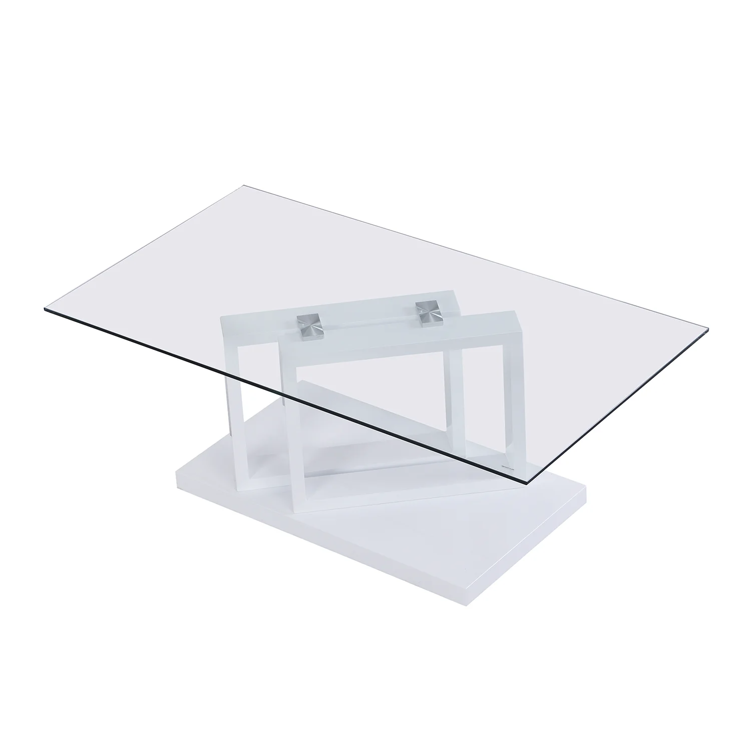 Lucent White High Gloss and Glass Top Coffee Table - Image 3