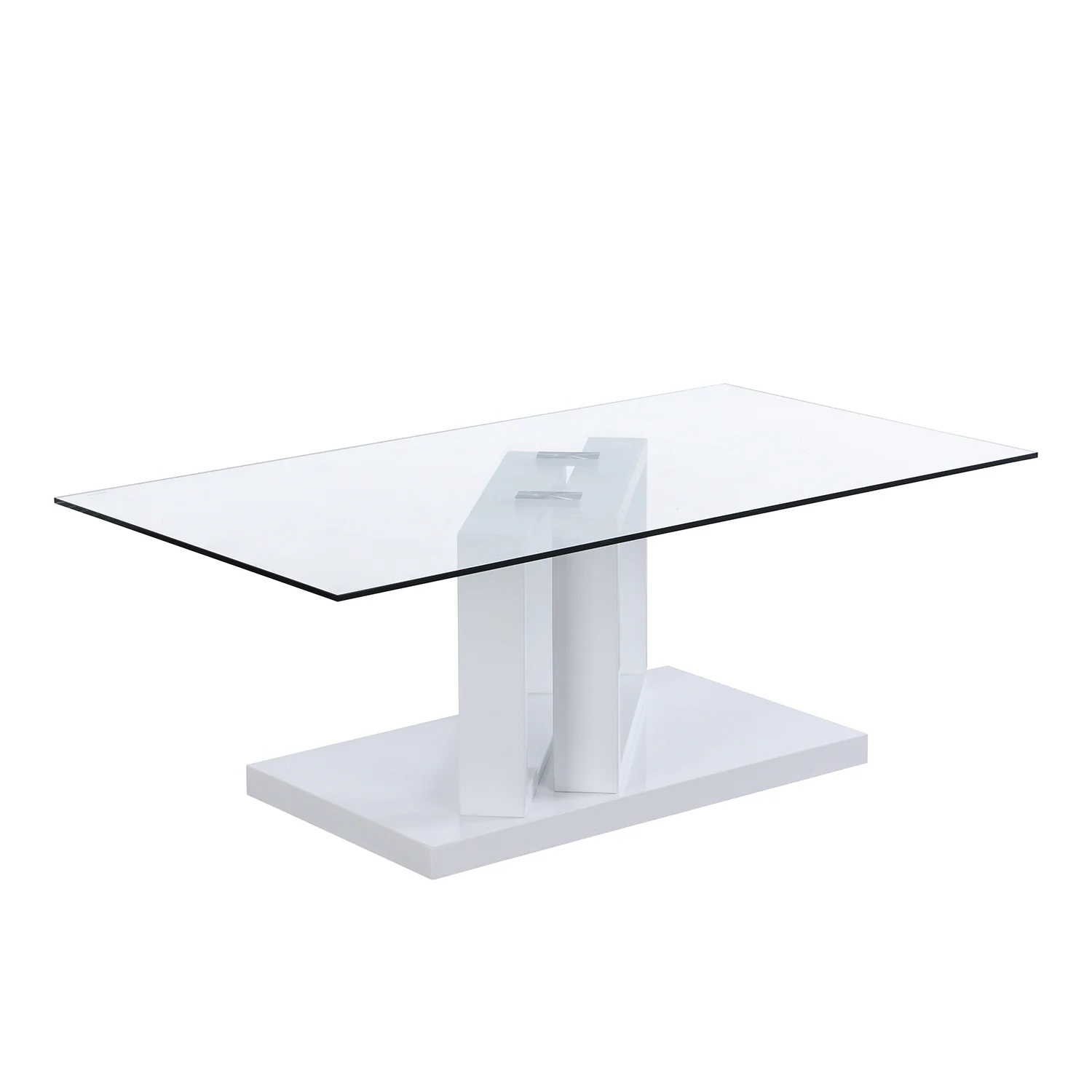 Lucent White High Gloss and Glass Top Coffee Table - Image 8