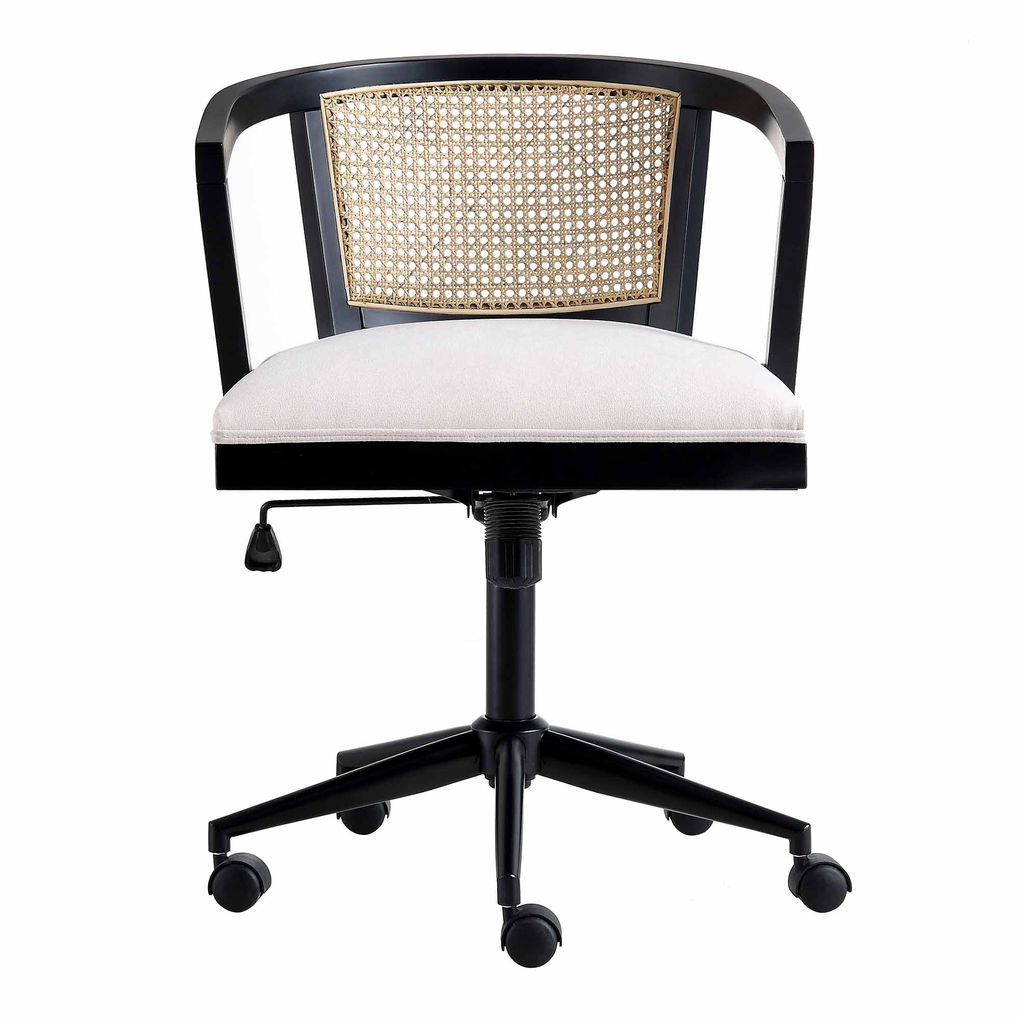 Lucia Natural Cane Swivel Desk Chair, Black - Image 3