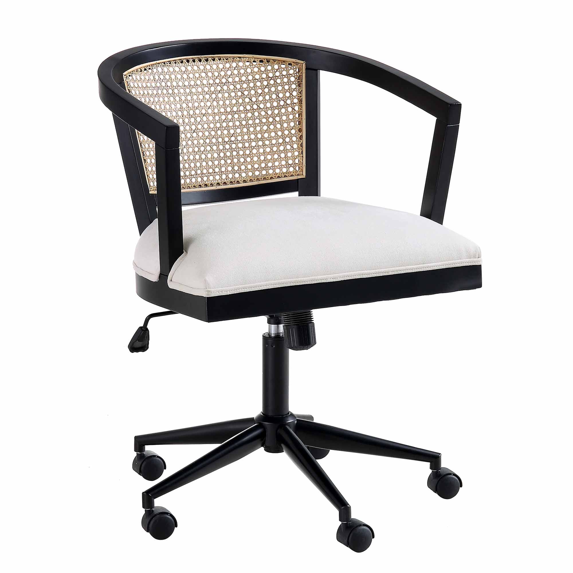 Lucia Natural Cane Swivel Desk Chair, Black - Image 4