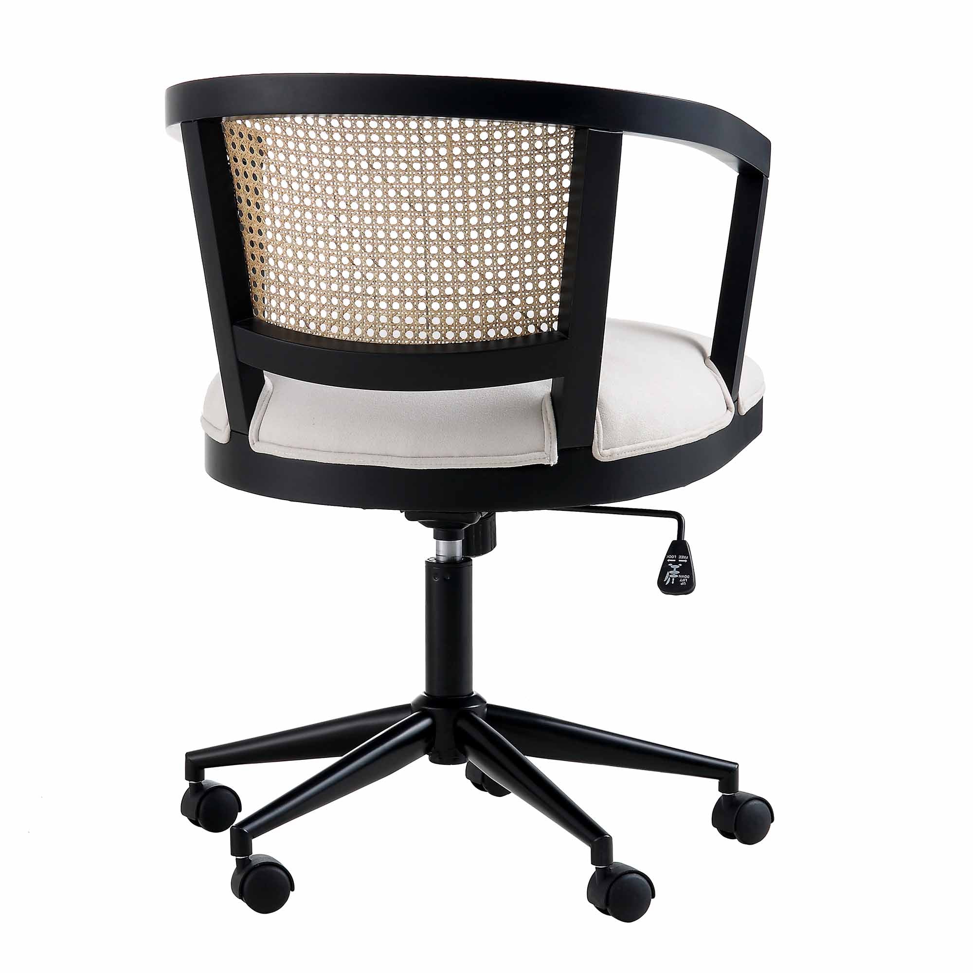 Lucia Natural Cane Swivel Desk Chair, Black - Image 7