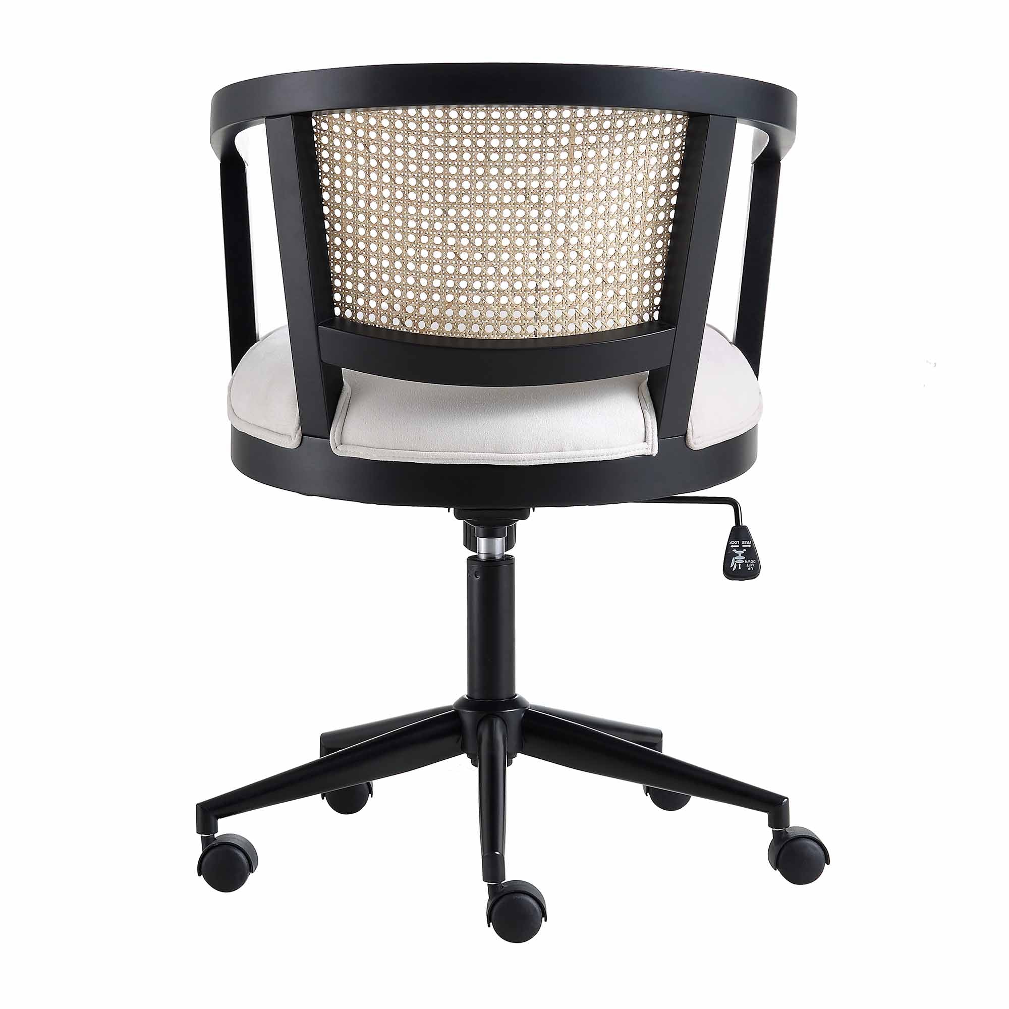 Lucia Natural Cane Swivel Desk Chair, Black - Image 8