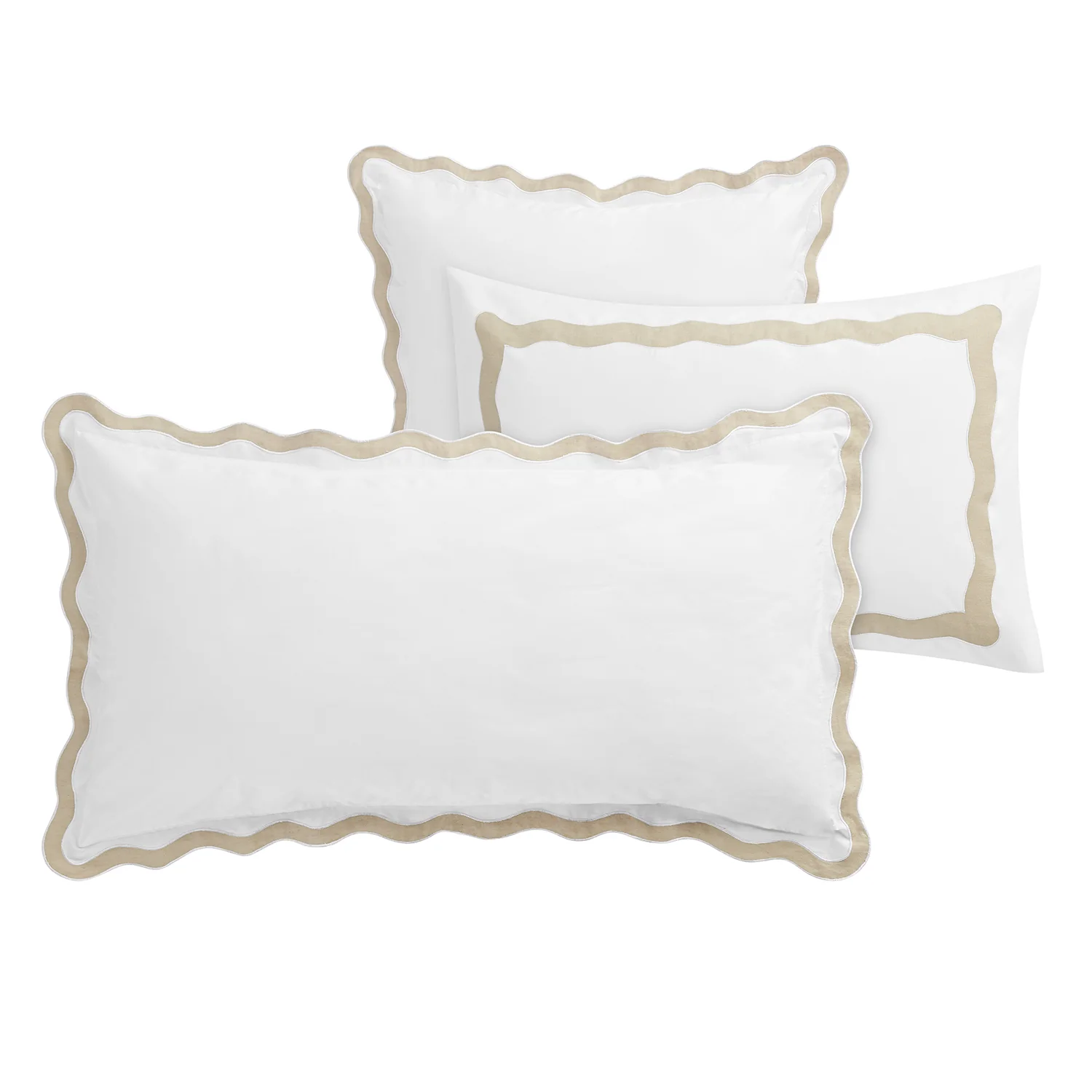 Lucinda Natural Wave 300 Thread Count Cotton Percale King Size Pillowcases - Pair - Image 3