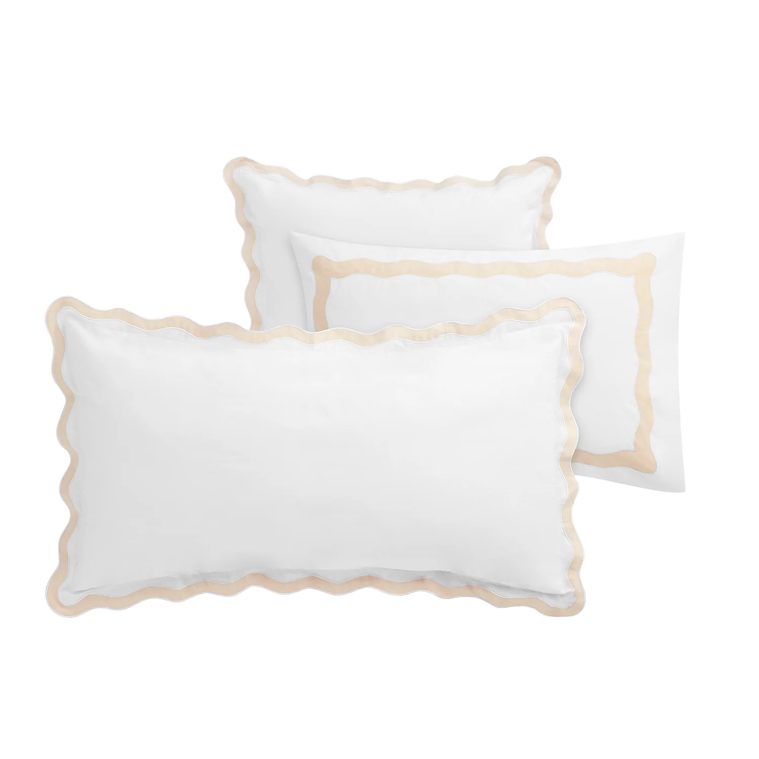 Lucinda Peach Melba Wave 300 Thread Count Cotton Percale Regular Pillowcases - Pair - Image 3