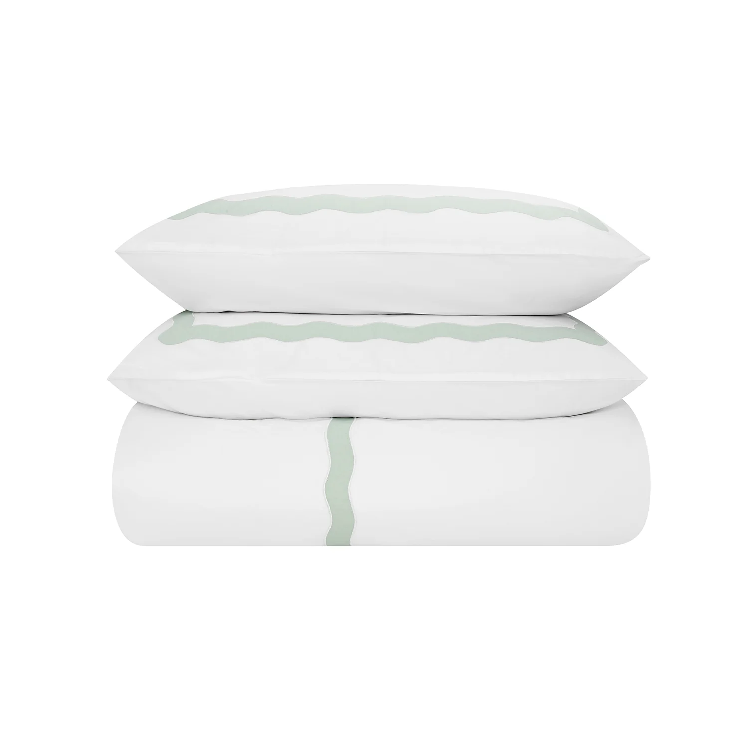 Lucinda Seafoam Green Wave 300 Thread Count Cotton Percale Duvet Set - Image 2