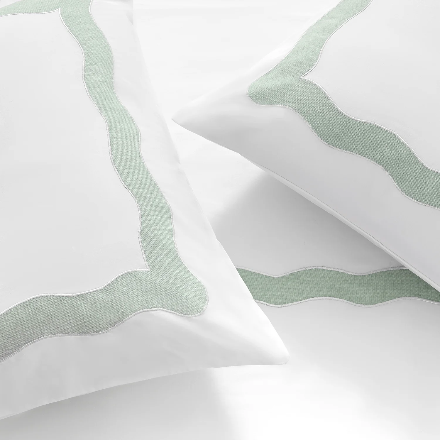Lucinda Seafoam Green Wave 300 Thread Count Cotton Percale Duvet Set - Image 3