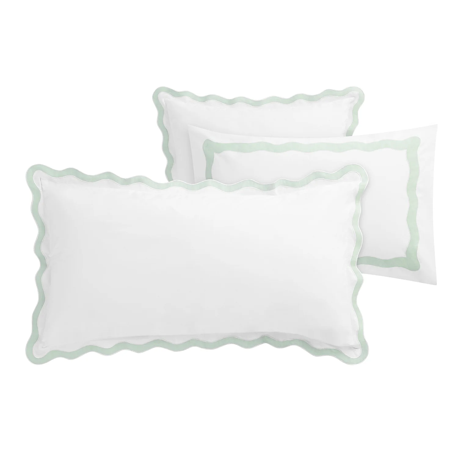 Lucinda Seafoam Green Wave 300 Thread Count Cotton Percale King Size Pillowcases - Pair - Image 3