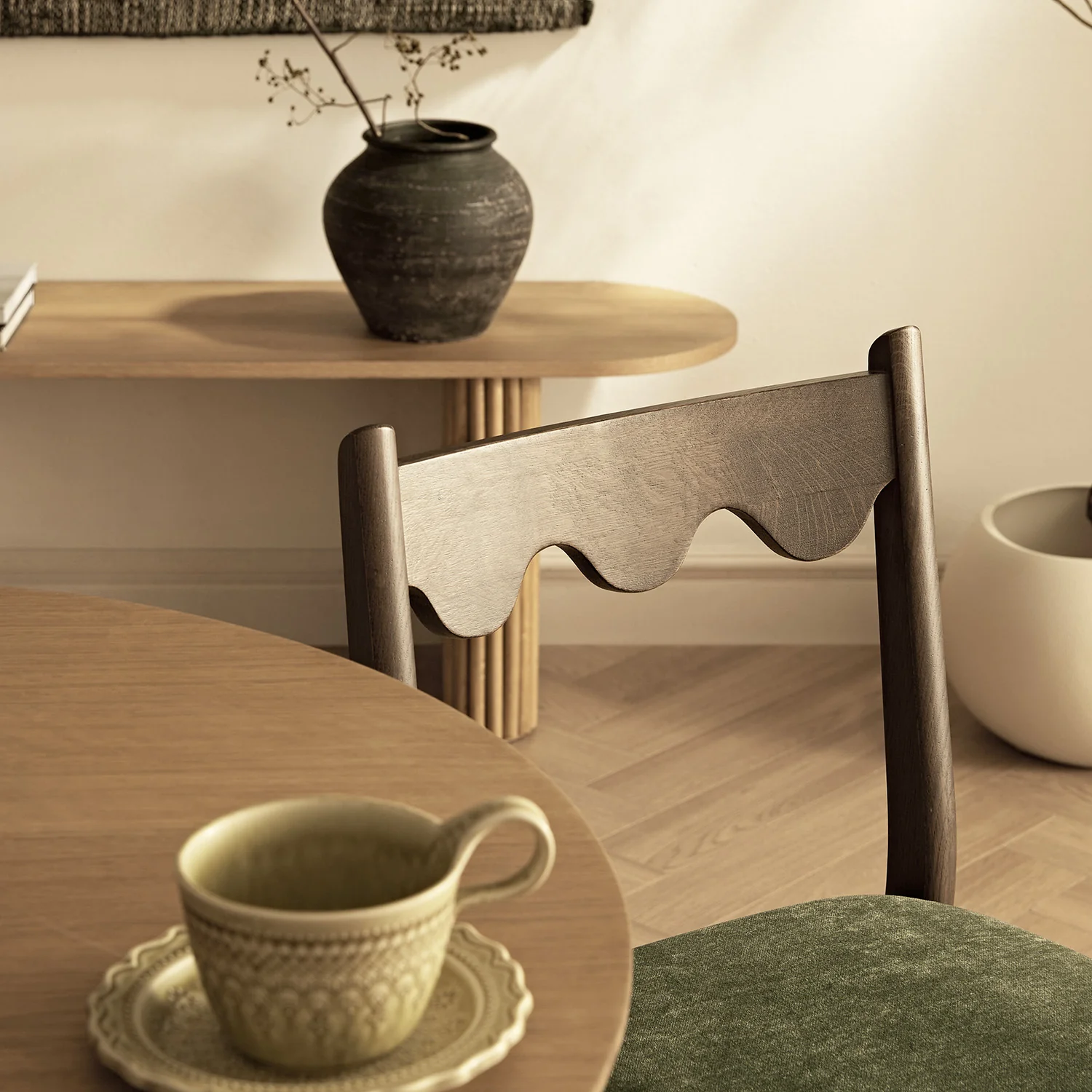 Ludlow Set of 2 Dining Chairs, Forest Green Chenille | Dark Walnut - Image 4
