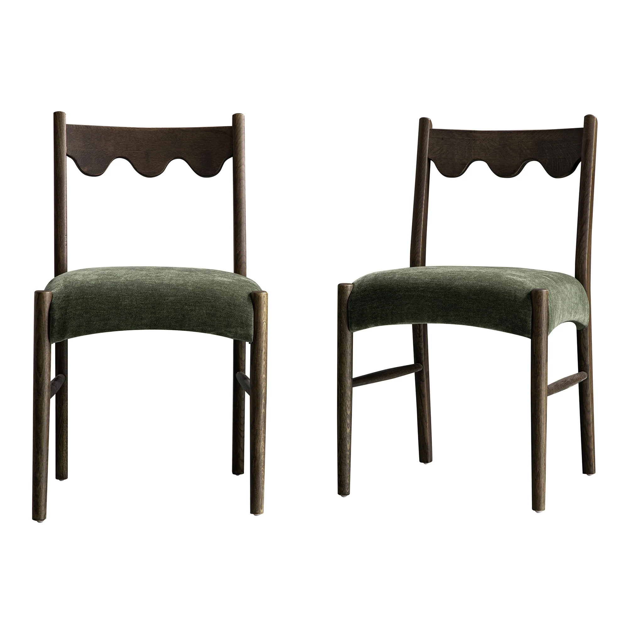 Ludlow Set of 2 Dining Chairs, Forest Green Chenille | Dark Walnut - Image 8