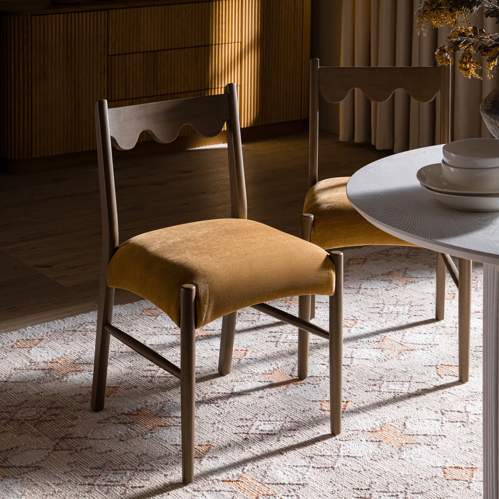 Ludlow Set of 2 Dining Chairs, Spiced Honey Chenille | Silver Oak - Image 2