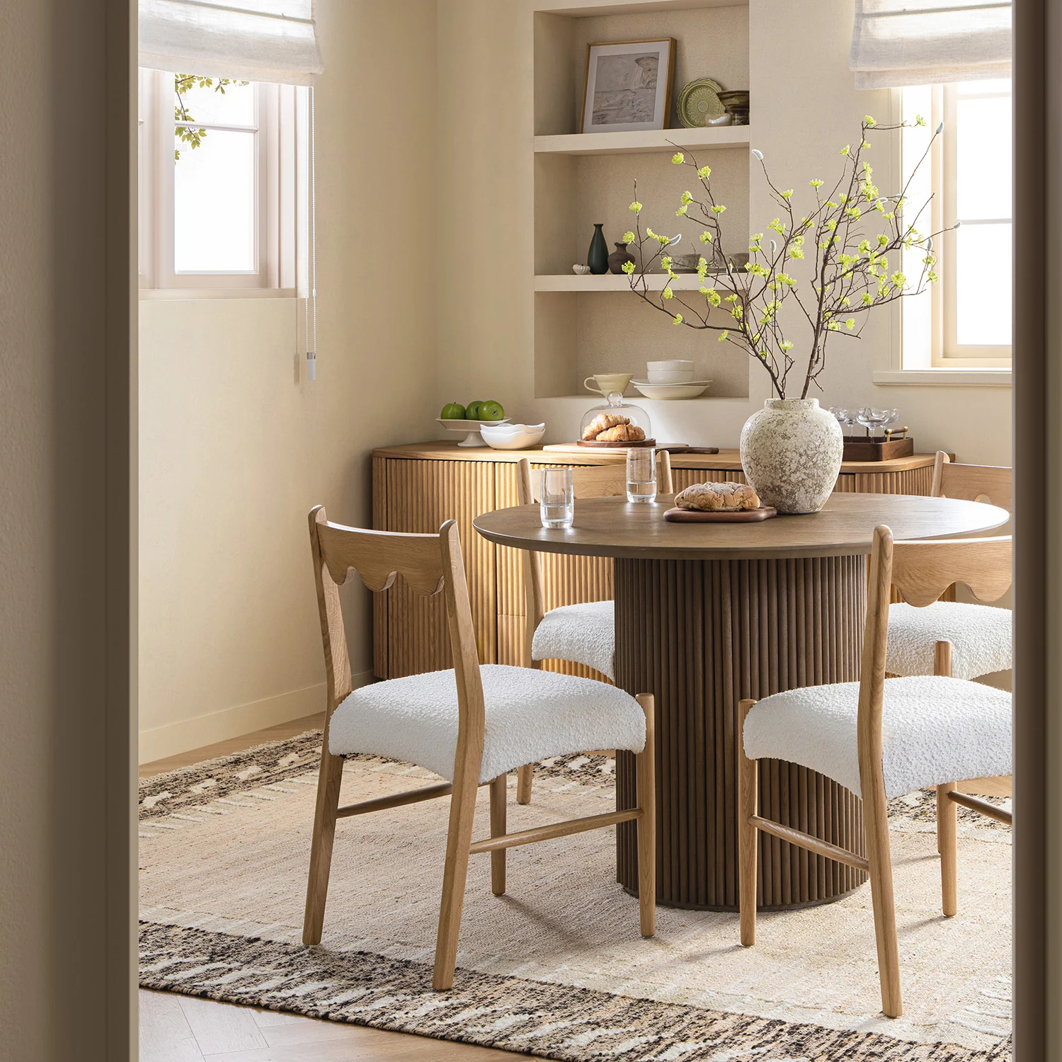 Ludlow Set of 2 Dining Chairs, Ecru Boucle | Natural Oak Frame - Image 2