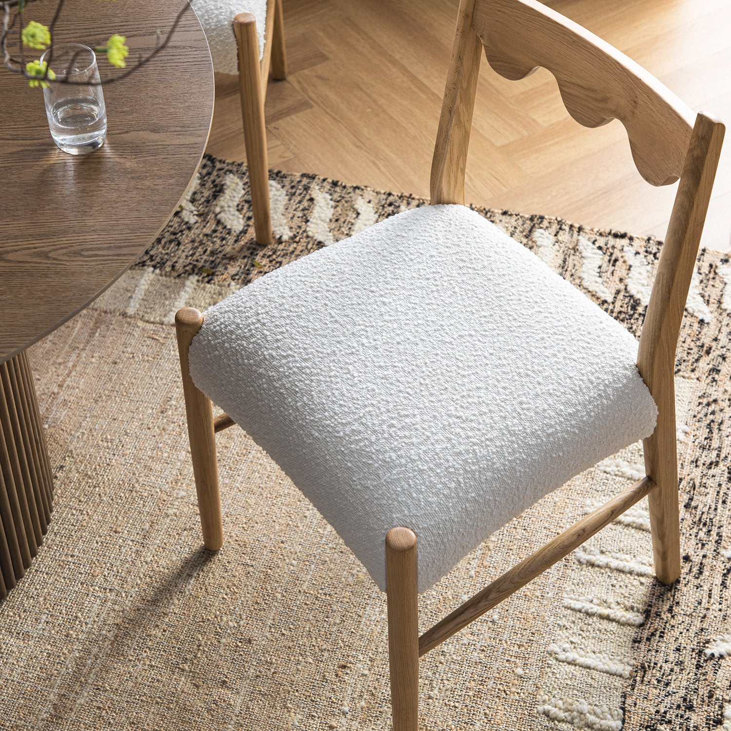 Ludlow Set of 2 Dining Chairs, Ecru Boucle | Natural Oak Frame - Image 3