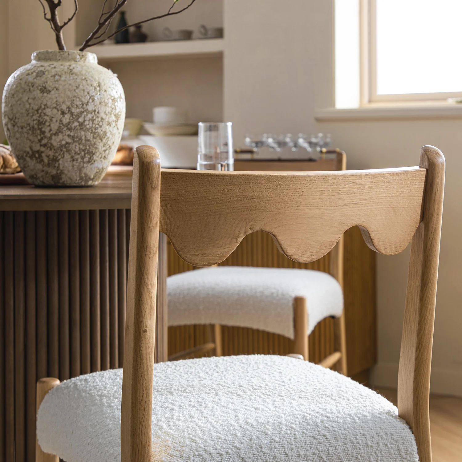 Ludlow Set of 2 Dining Chairs, Ecru Boucle | Natural Oak Frame - Image 5