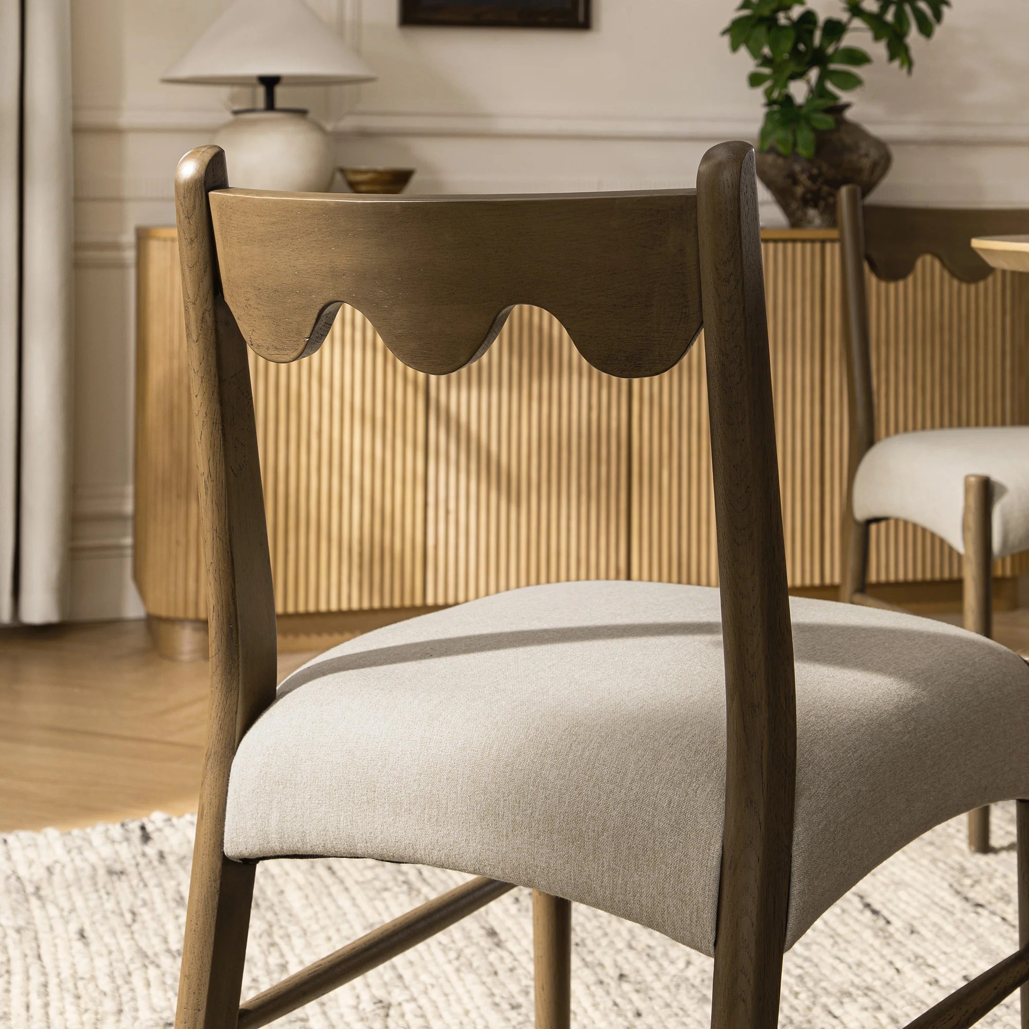 Ludlow Set of 2 Dining Chairs, Oatmeal Fabric | Silver Oak Frame - Image 6
