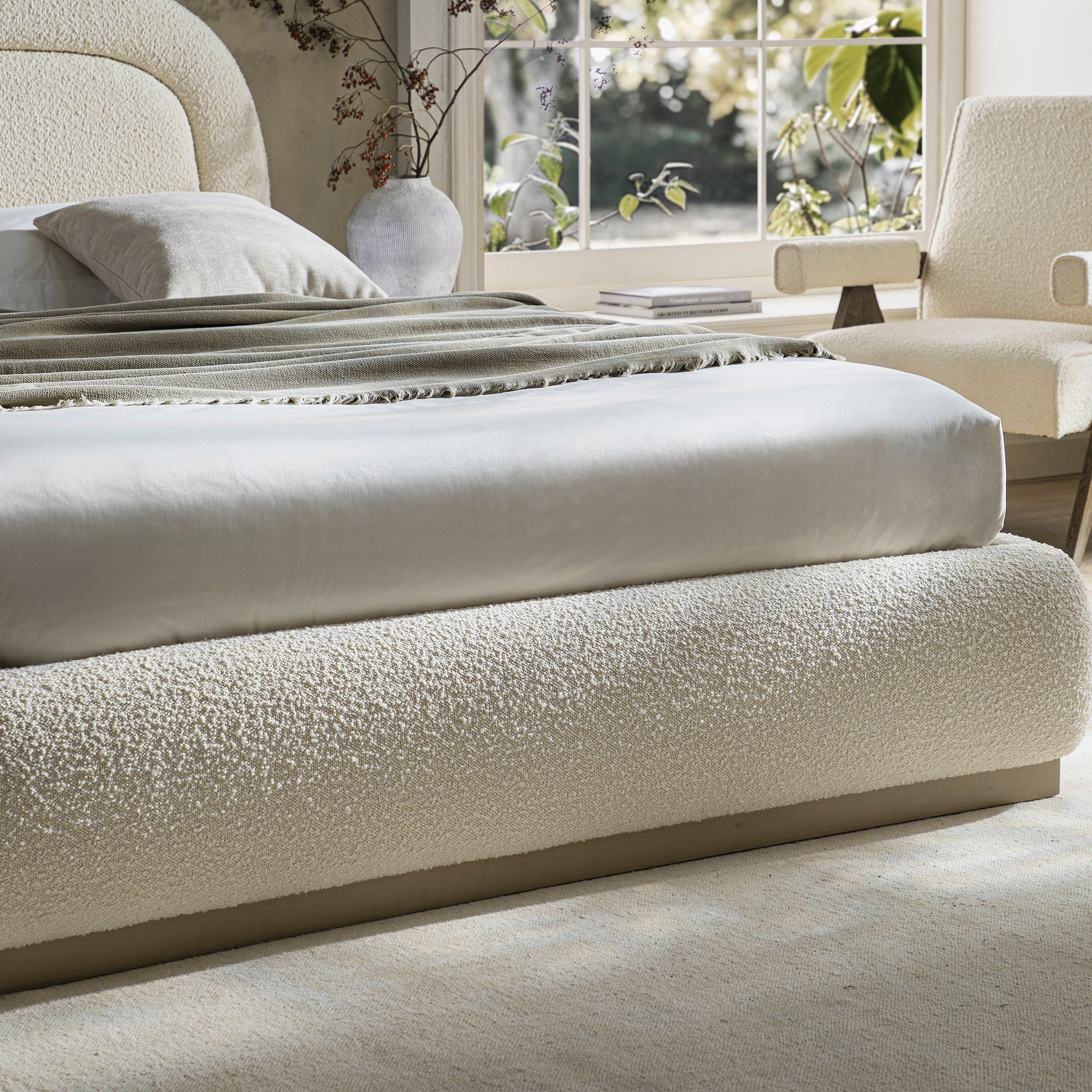 Luella Upholstered Wooden Plinth Base Storage Bed, Ecru Boucle - Image 6