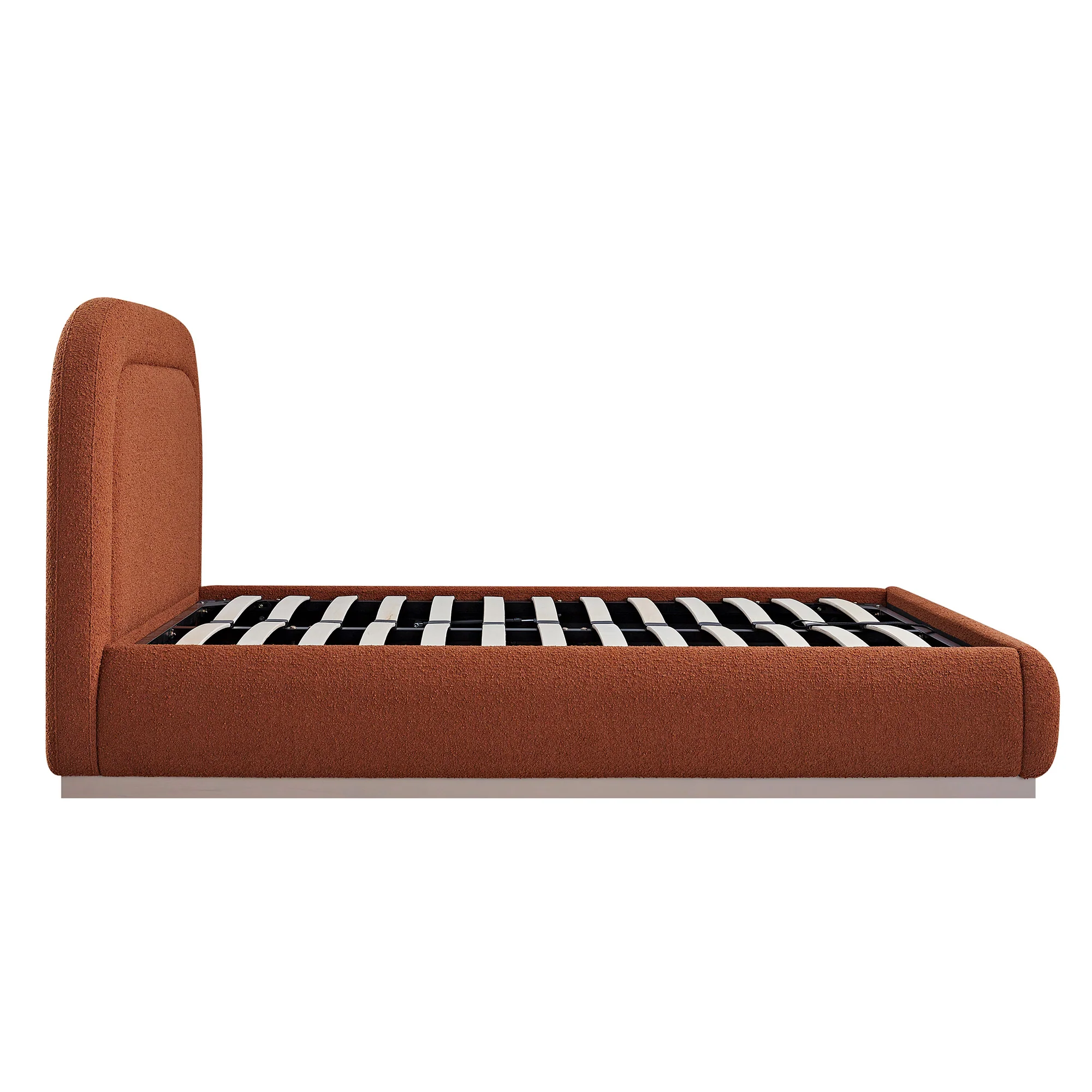 Luella Upholstered Wooden Plinth Base Storage Bed, Rust Boucle - Image 15