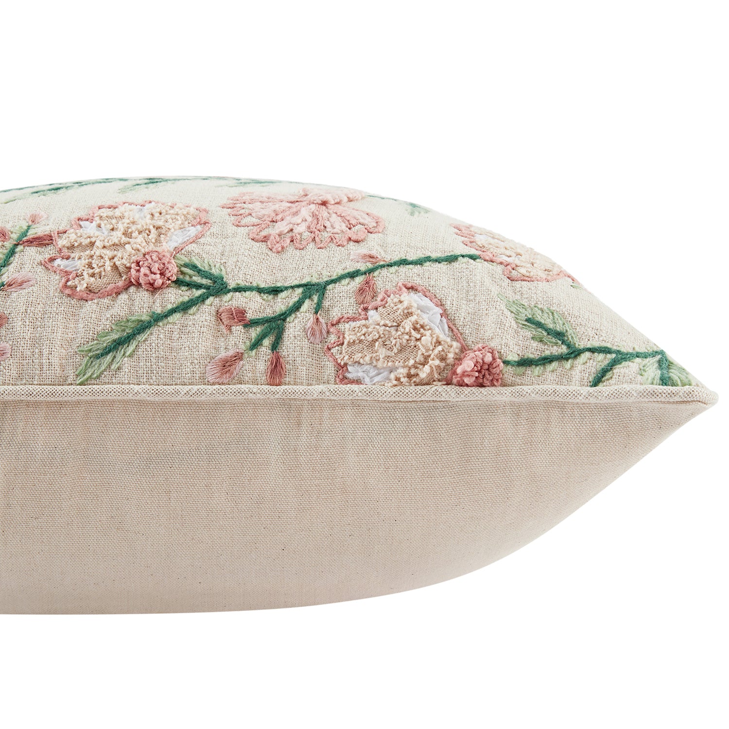 Lula Flourish Blush Floral Embroidered Cushion - Image 3