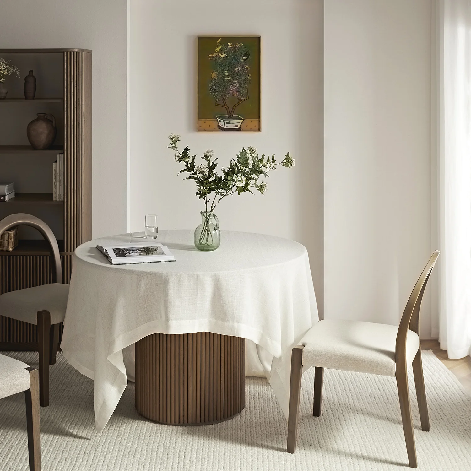 Lumi Dining Chair, Oatmeal Fabric | Silver Oak Frame - Image 2