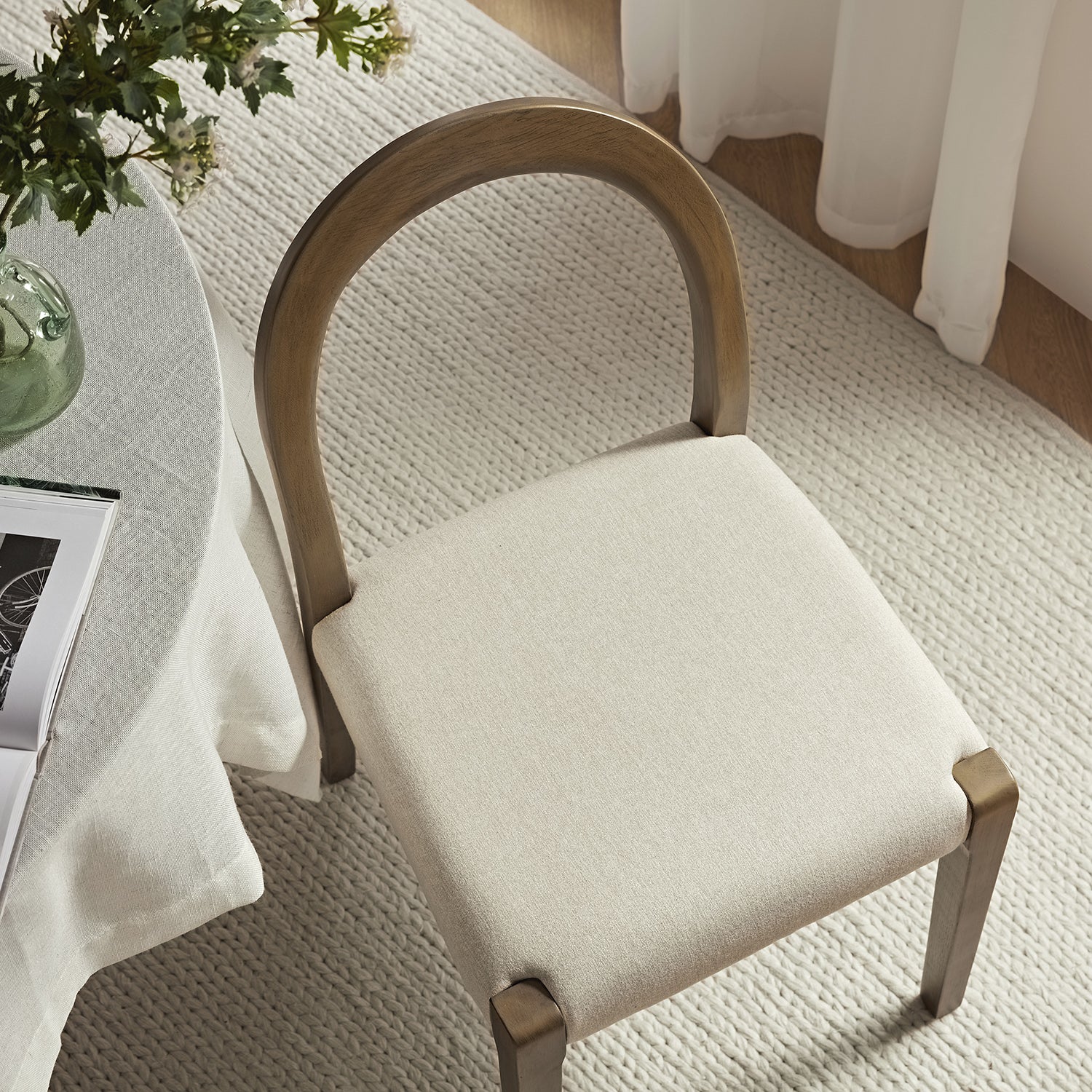 Lumi Dining Chair, Oatmeal Fabric | Silver Oak Frame - Image 4