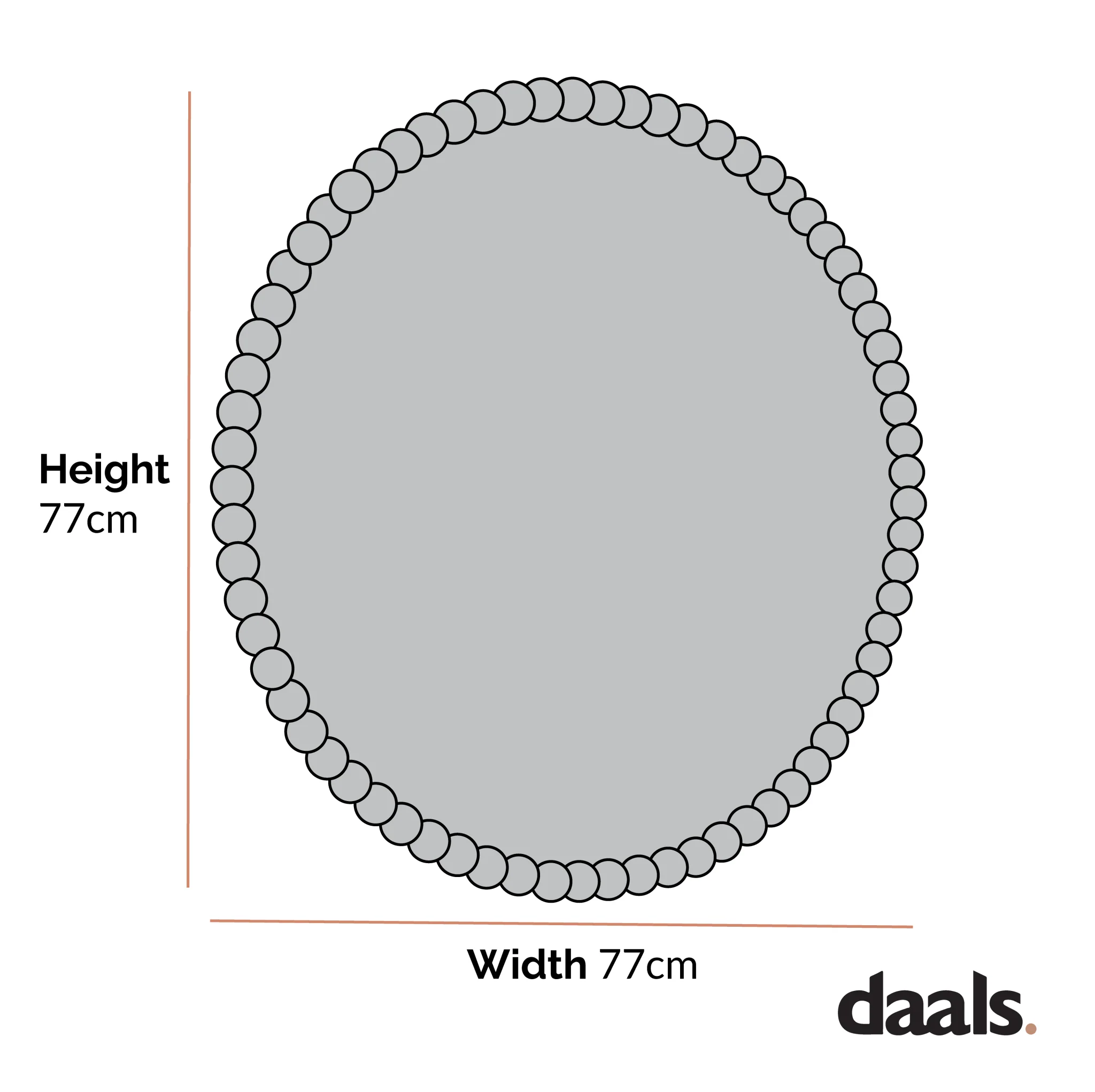 Luna Round Bobbin Wall Mirror 77 x 77 cm, Washed White - Image 5