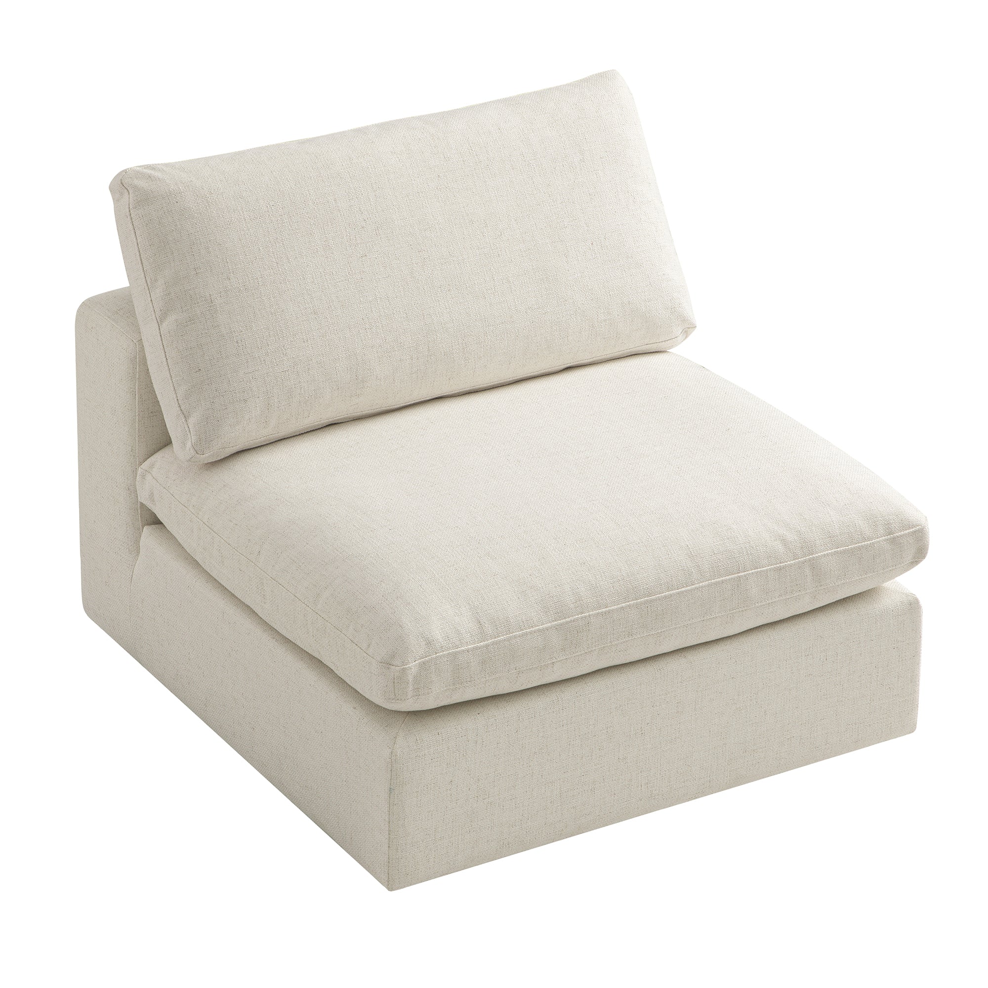 Lutyens Beige Linen Blend Modular Sofa, Armless Seat - Image 4
