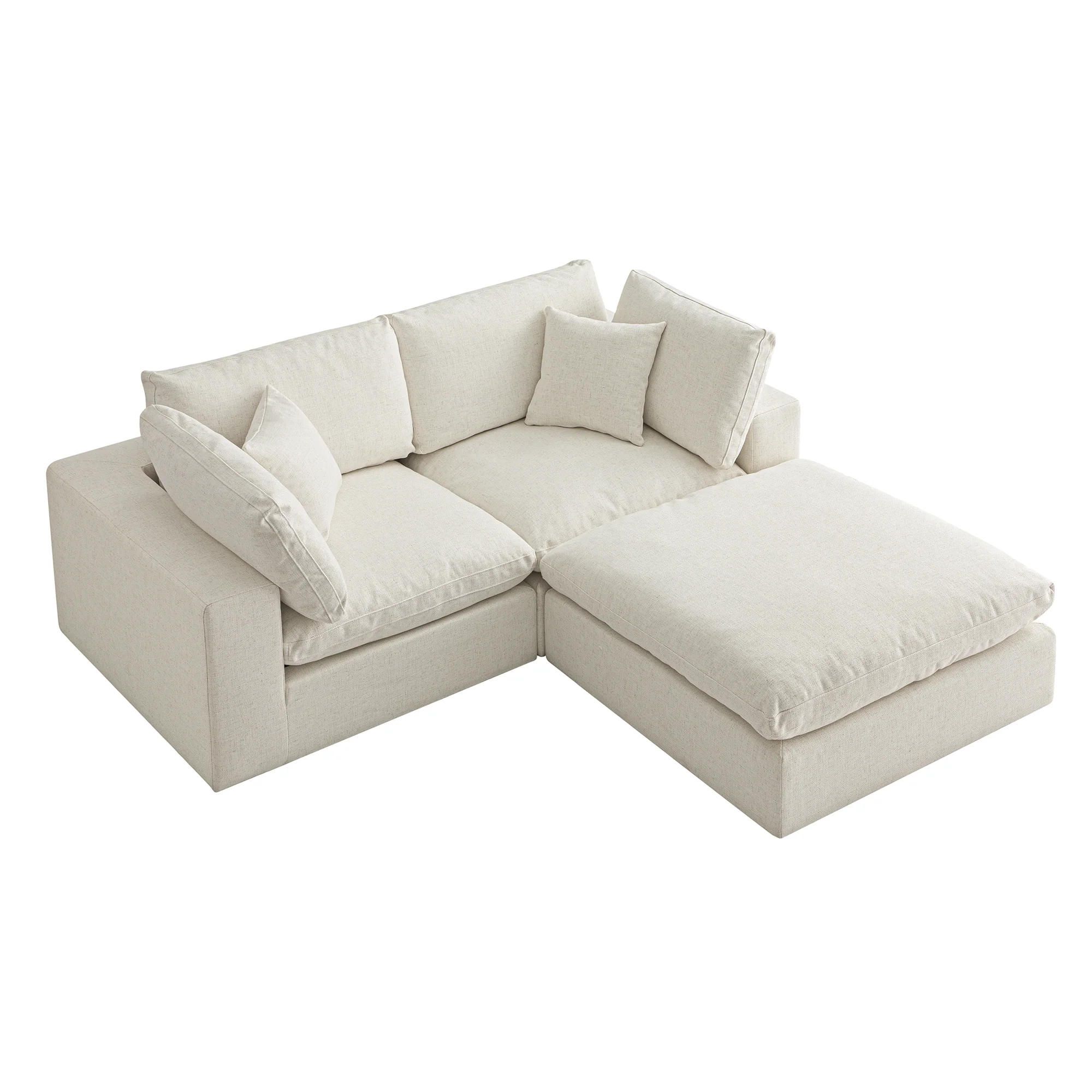 Lutyens Beige Linen Blend Modular Sofa, 2-Piece Chaise - Image 9