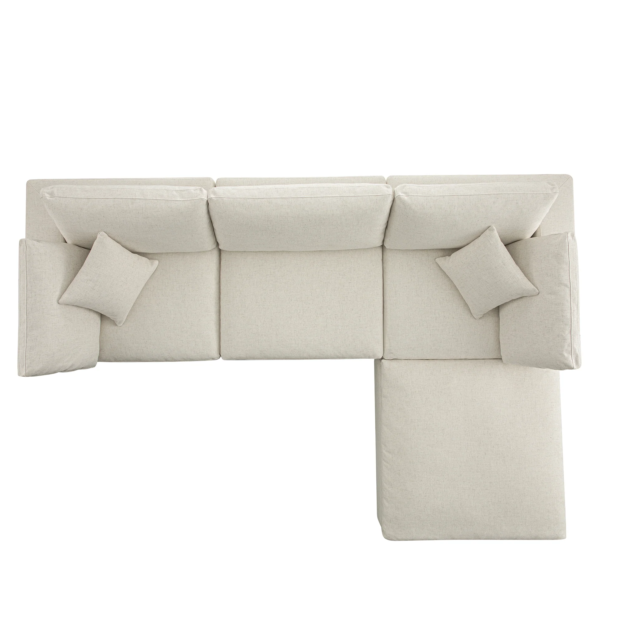 Lutyens Beige Linen Blend Modular Sofa, 3-Piece Chaise - Image 11