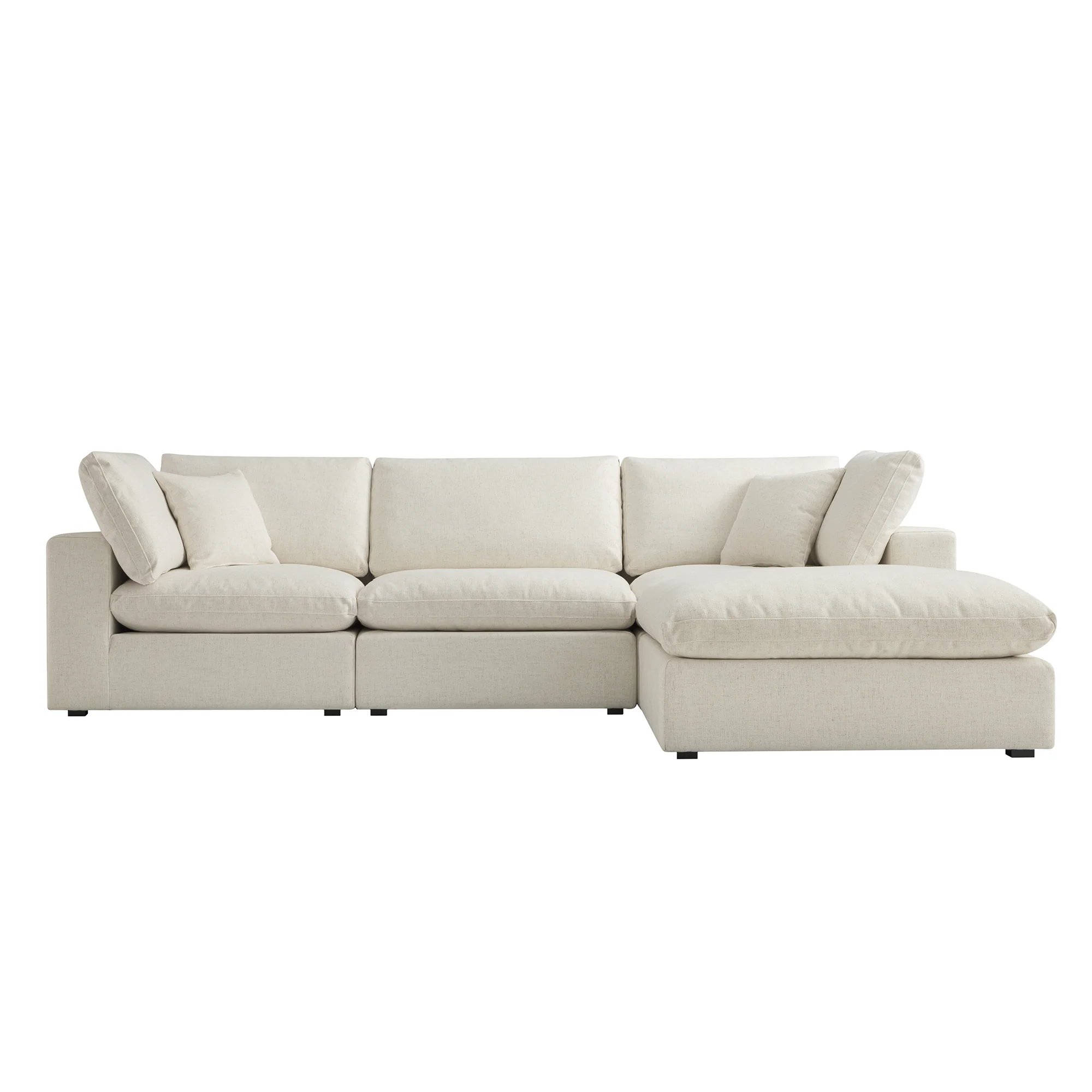 Lutyens Beige Linen Blend Modular Sofa, 3-Piece Chaise - Image 8