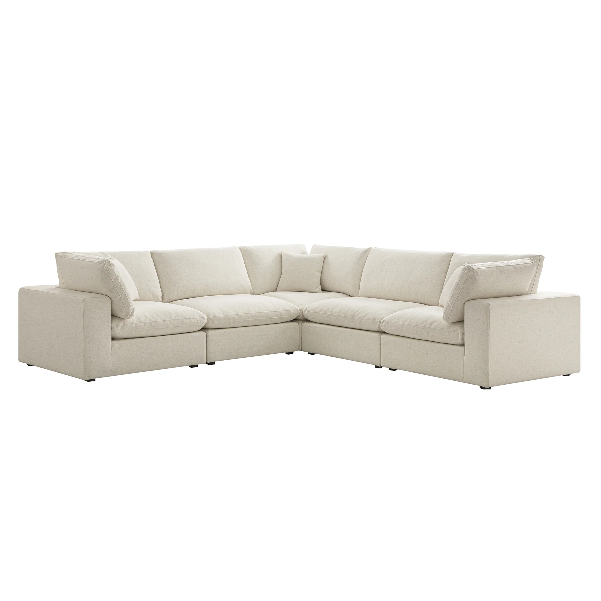 Lutyens Beige Linen Blend Modular Sofa, 5-Piece Corner Set - Image 6
