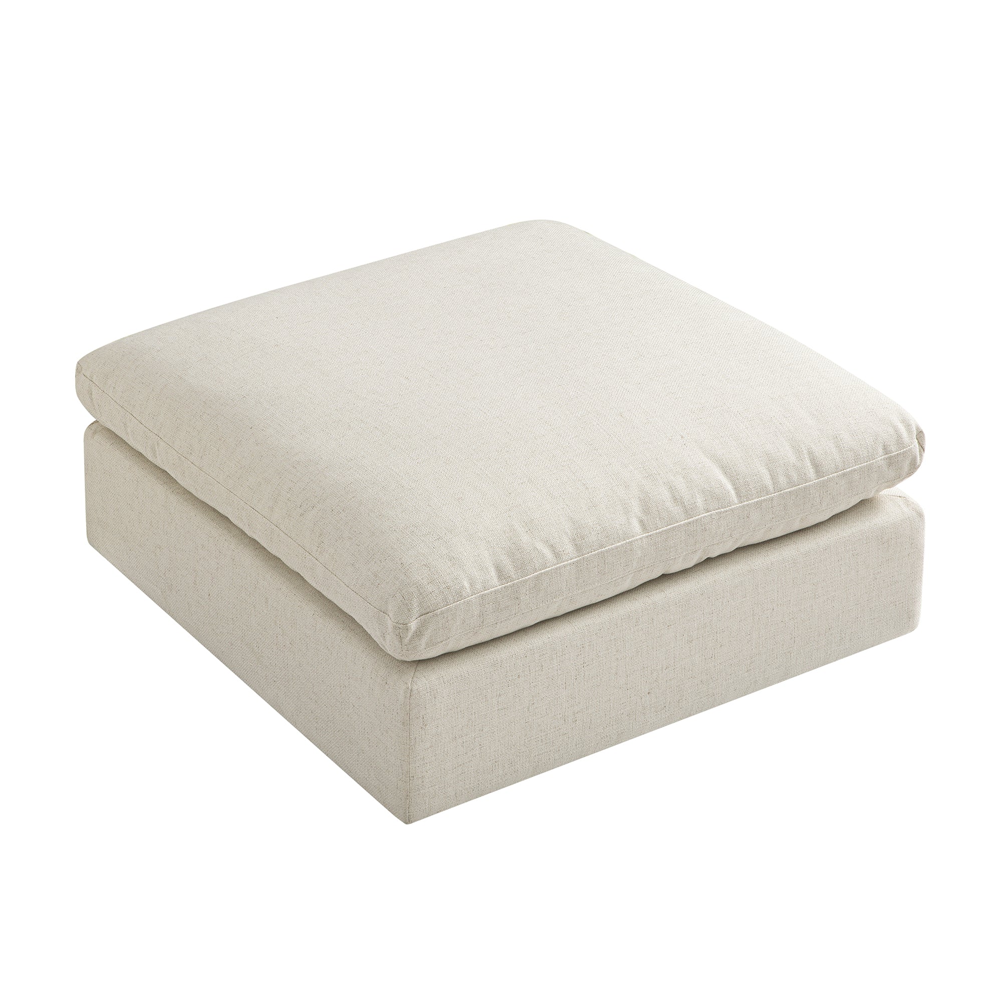 Lutyens Beige Linen Blend Modular Sofa, Stool - Image 4