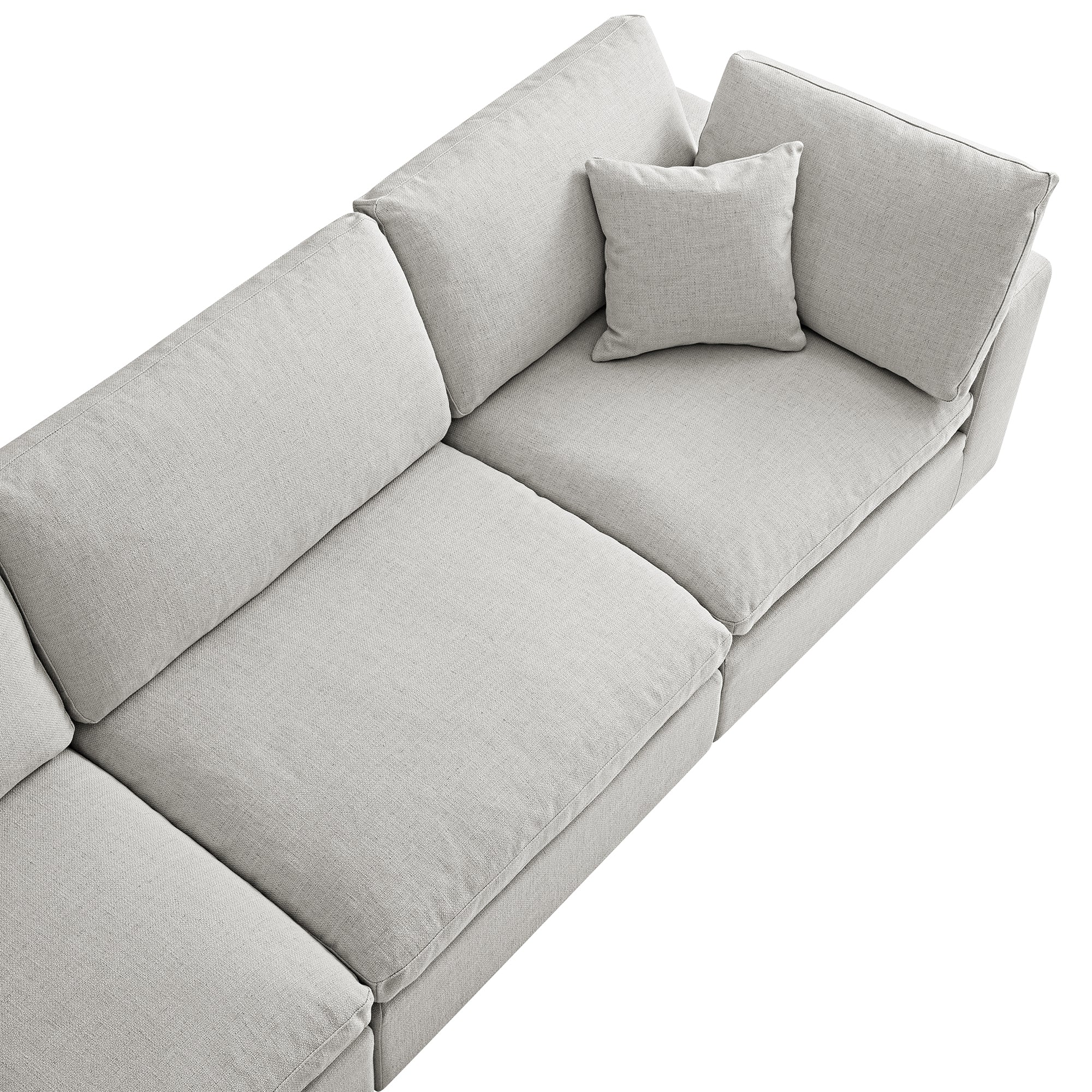 Lutyens Light Grey Linen Blend Modular Sofa, 3-Piece - Image 13