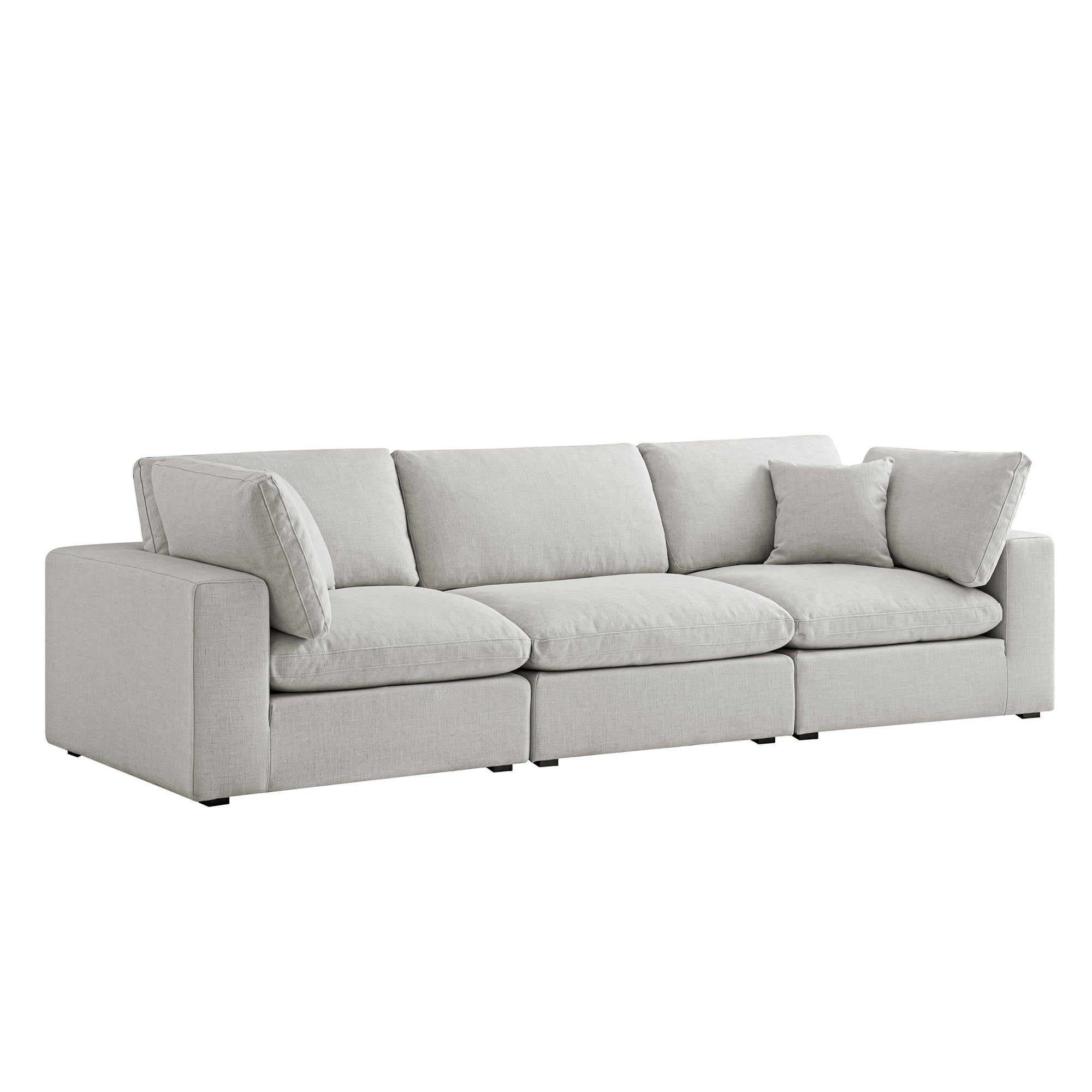 Lutyens Light Grey Linen Blend Modular Sofa, 3-Piece - Image 7