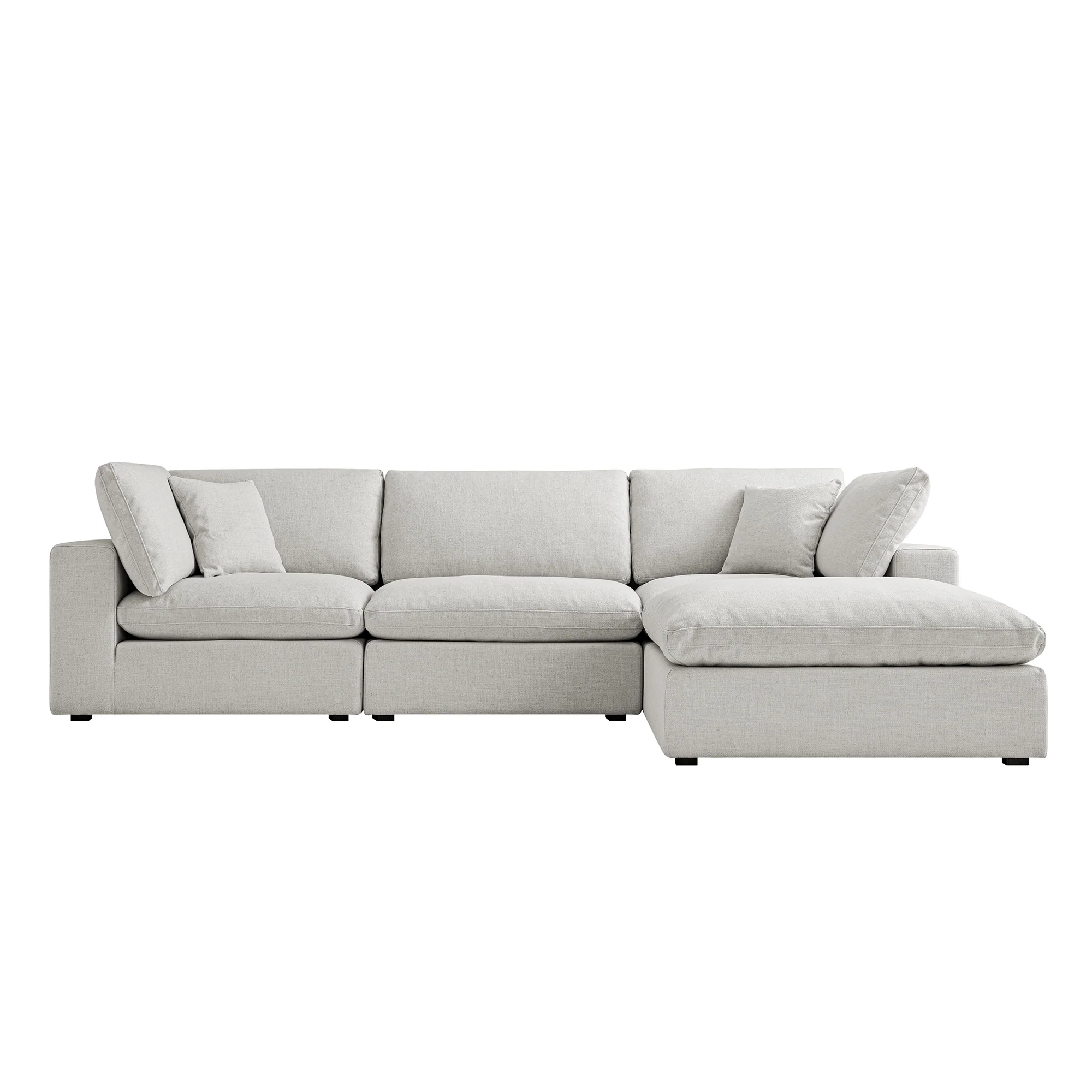 Lutyens Light Grey Linen Blend Modular Sofa, 3-Piece Chaise - Image 2
