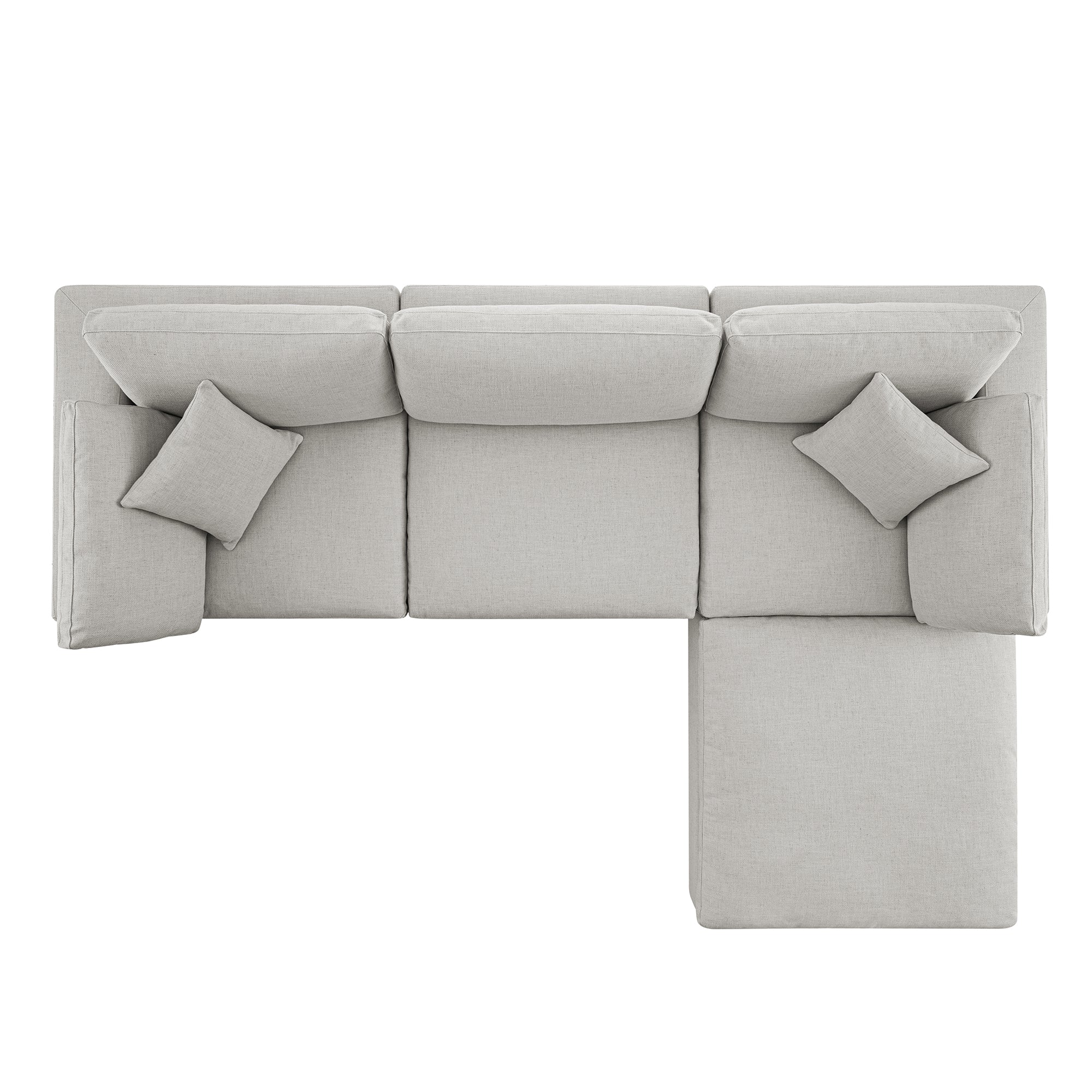 Lutyens Light Grey Linen Blend Modular Sofa, 3-Piece Chaise - Image 7