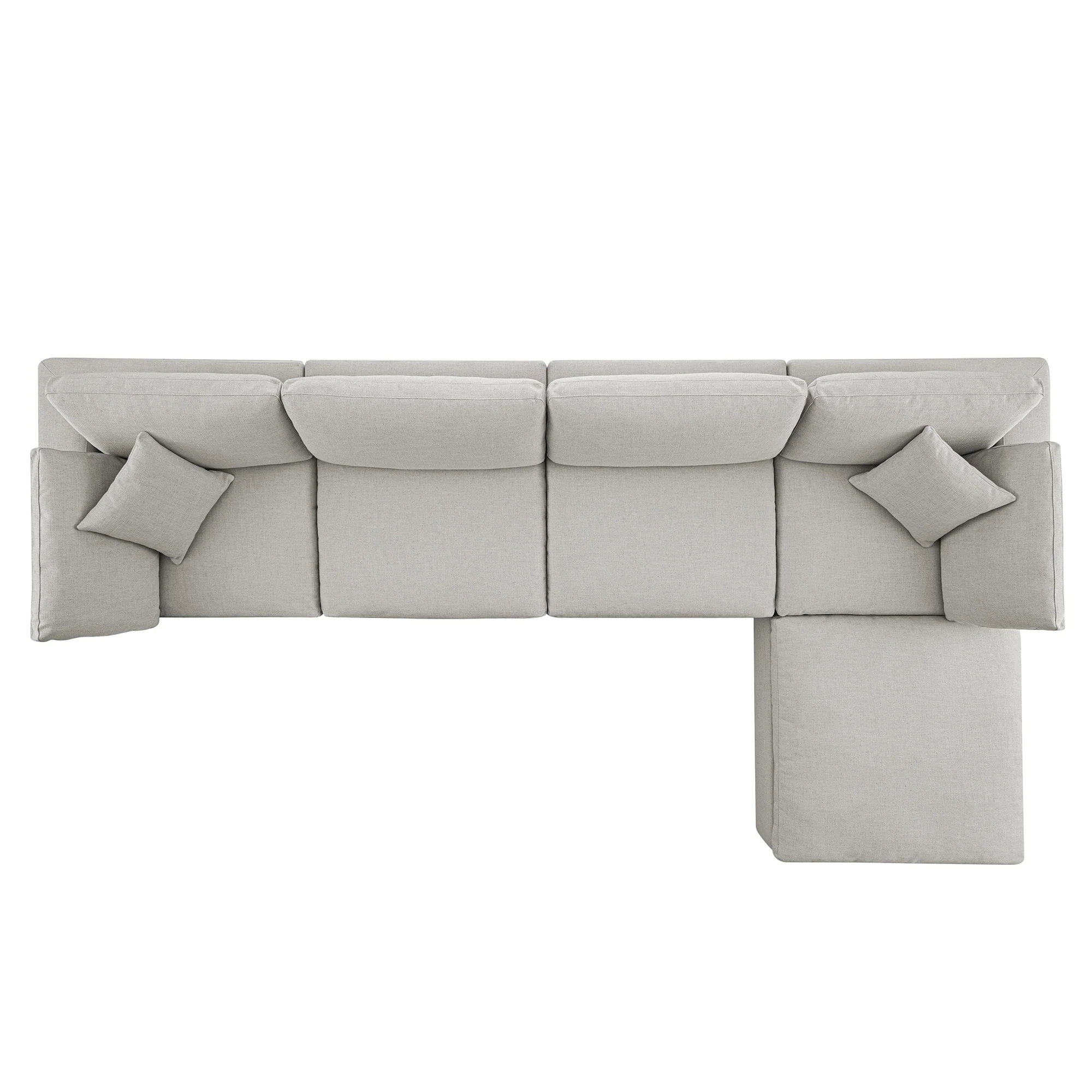 Lutyens Light Grey Linen Blend Modular Sofa, 4-Piece Chaise - Image 5