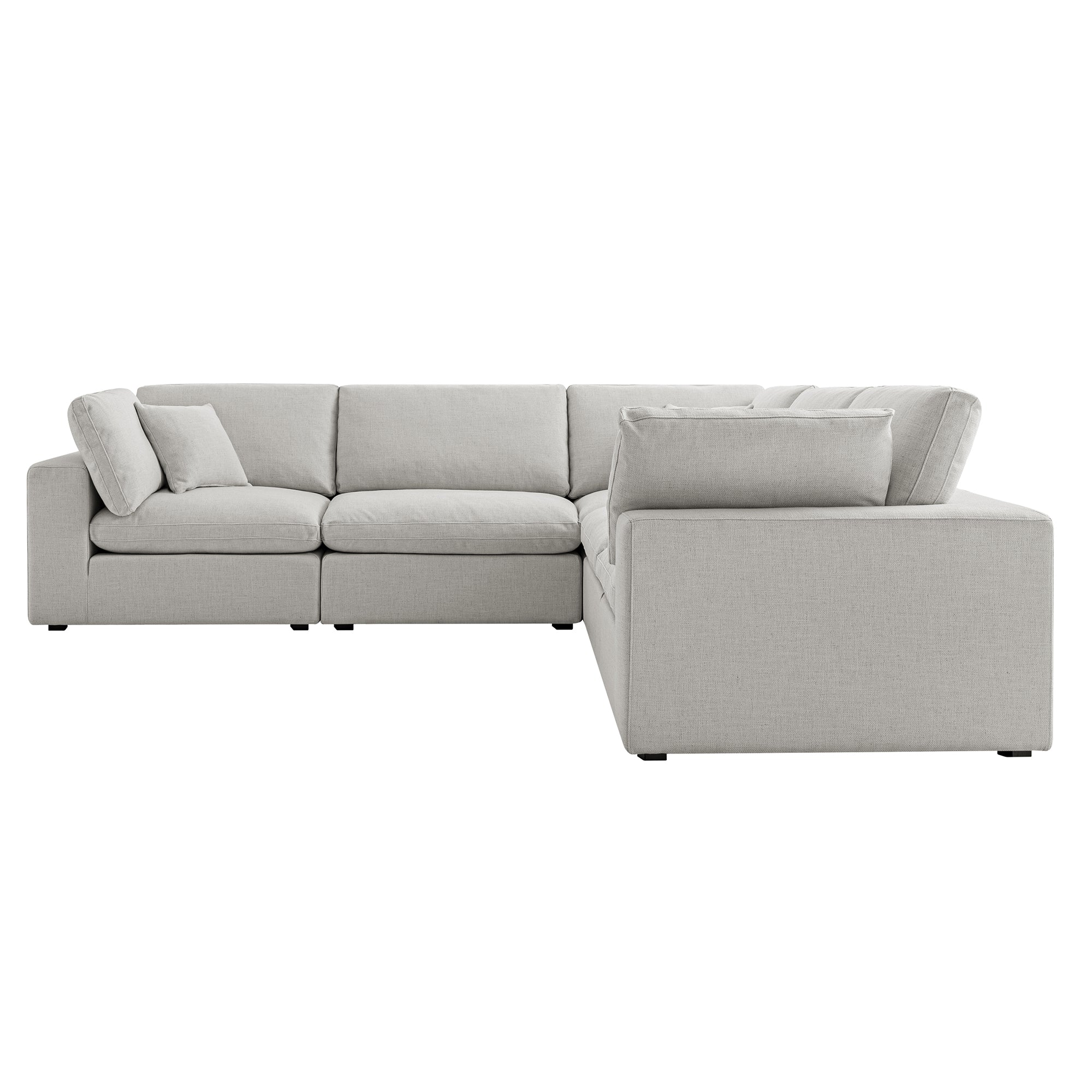 Lutyens Light Grey Linen Blend Modular Sofa, 5-Piece Corner Set - Image 4