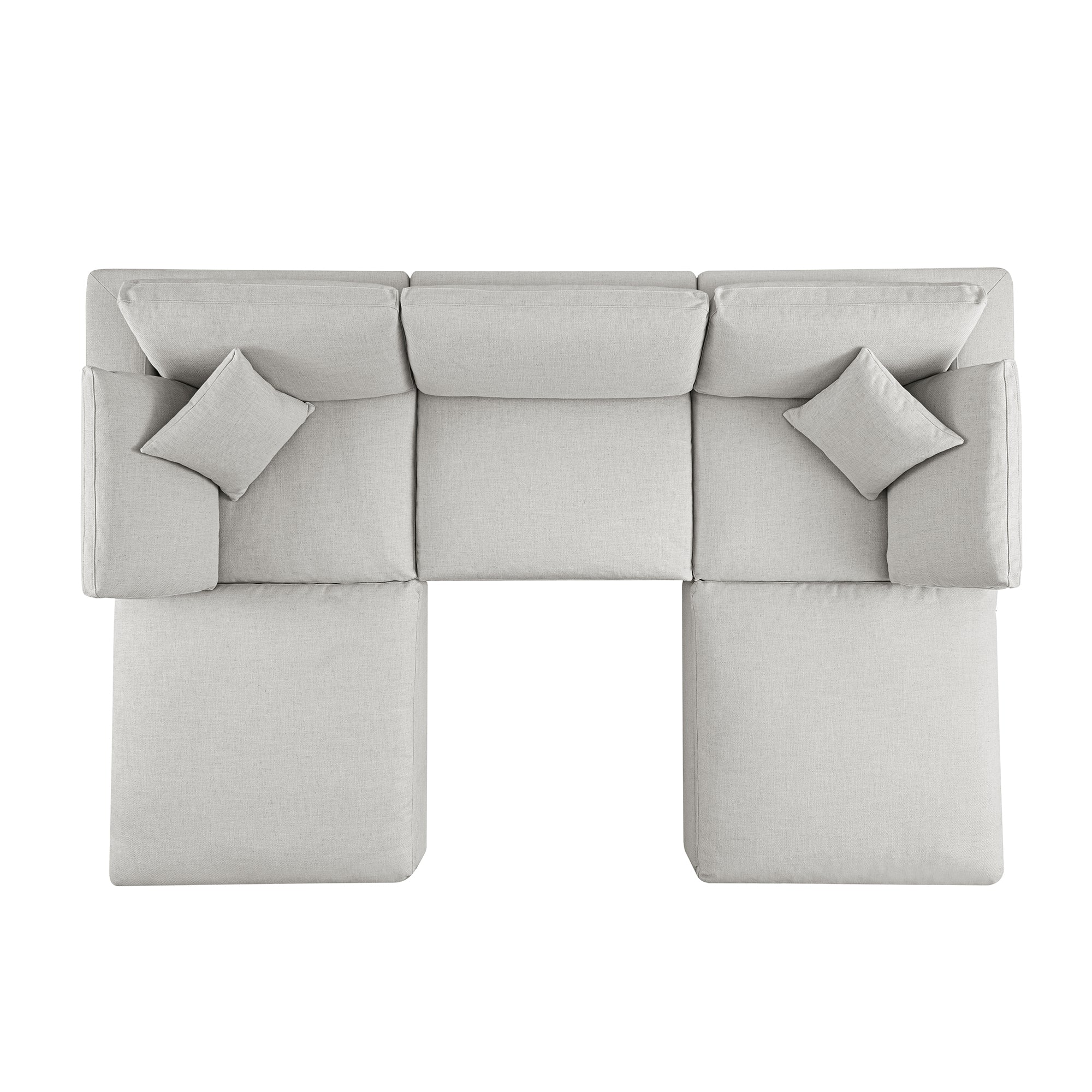 Lutyens Light Grey Linen Blend Modular Sofa, 5-Piece U-Shape Set - Image 6