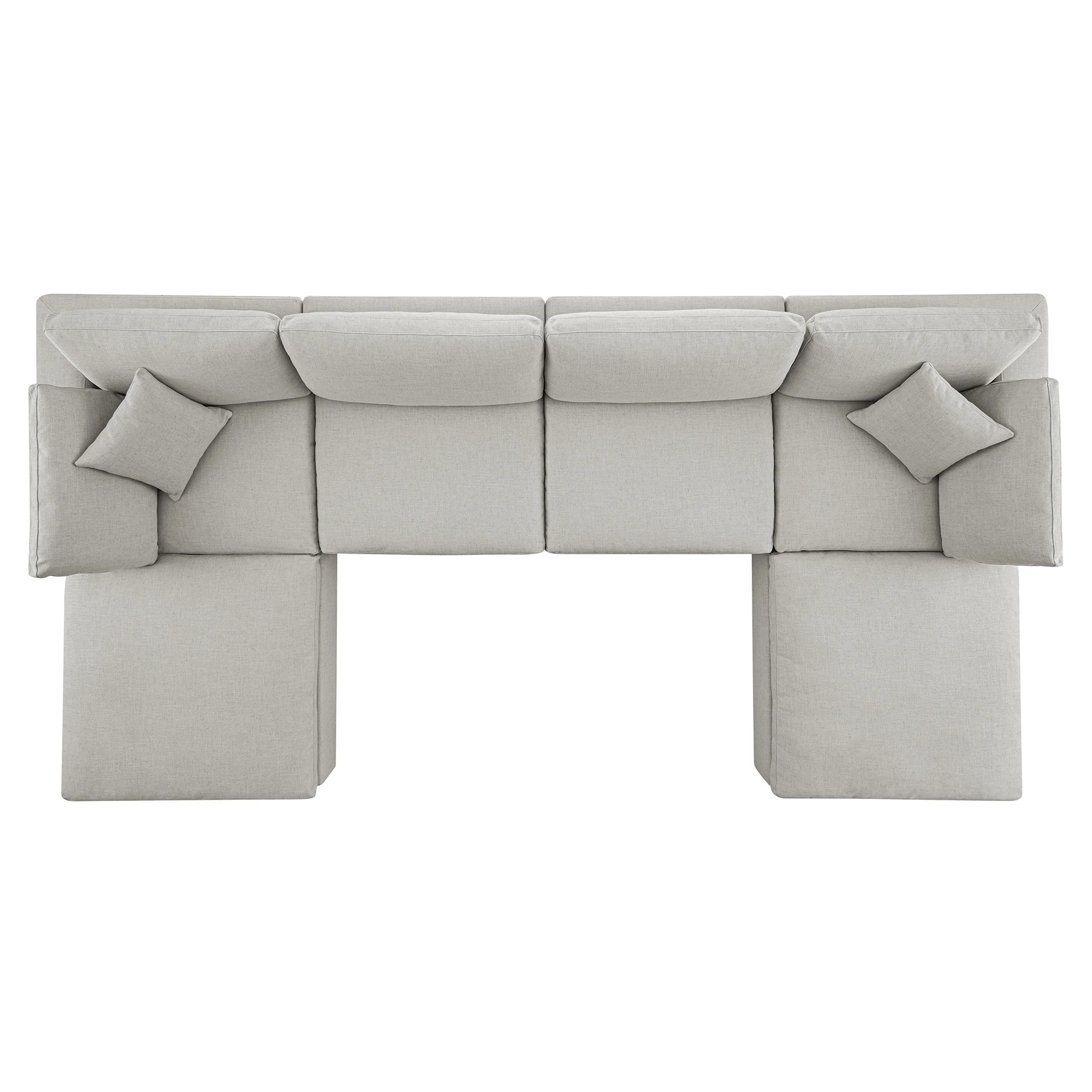 Lutyens Light Grey Linen Blend Modular Sofa, 6-Piece U-Shape Set - Image 6